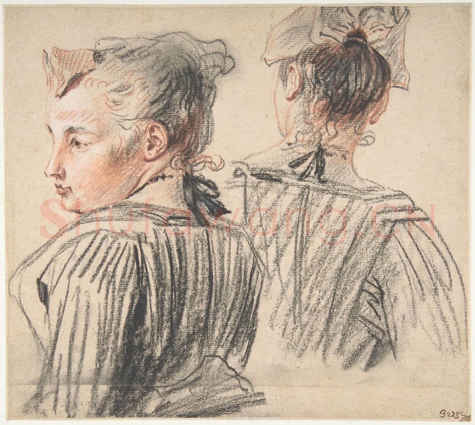 Antoine Watteau-Studies of a Woman Wearing a Cap.tif