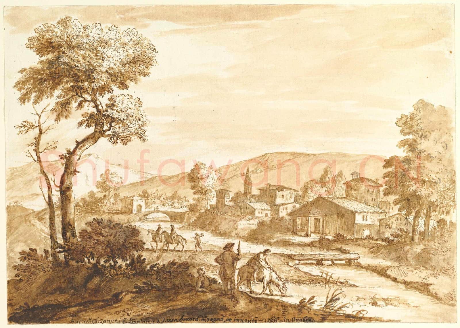 Anton Maria Zanetti the Elder-Landscape with a Town by a River.tif