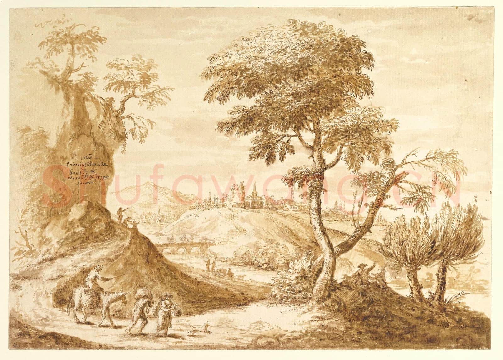 Anton Maria Zanetti the Elder-Landscape with a Town in the Distance.tif