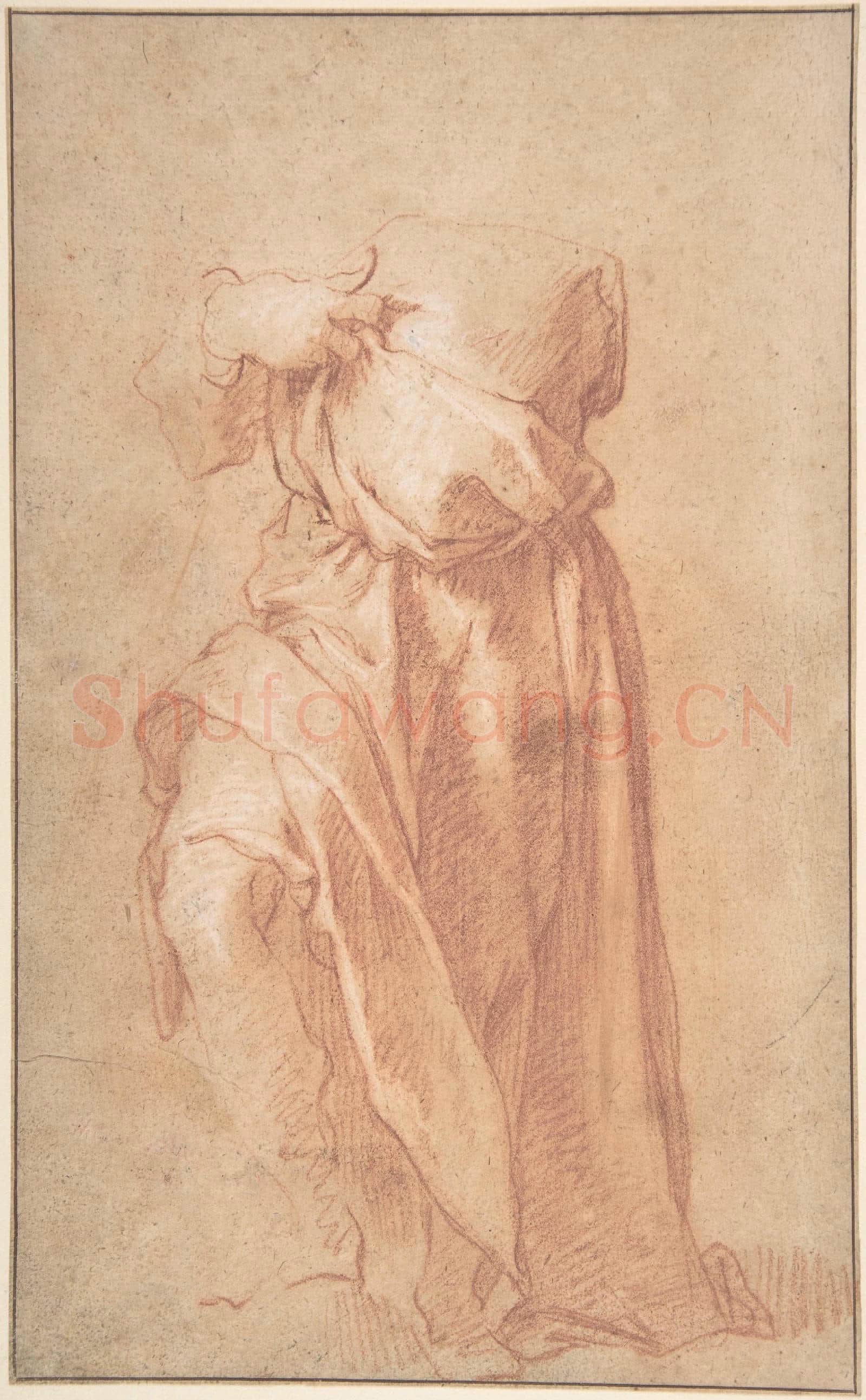Attributed to Abraham Bloemaert-Study of a Headless Draped Figure with Arms.tif