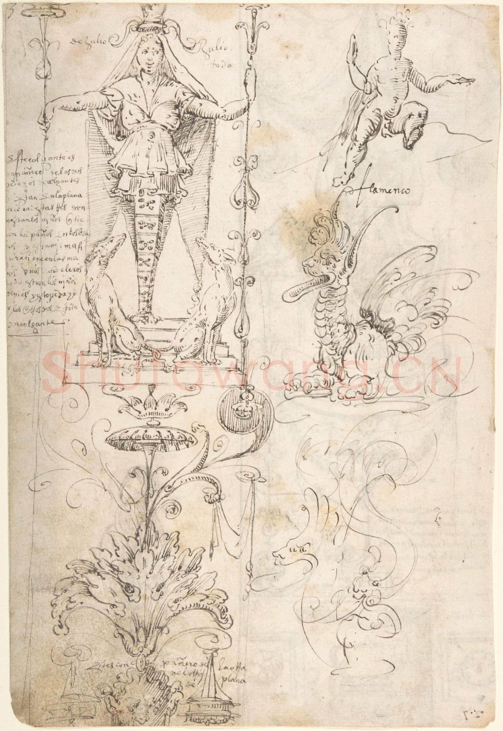 attributed to Andrés de Melgar-Female Herm with Two Dogs; Other Grotesques.tif