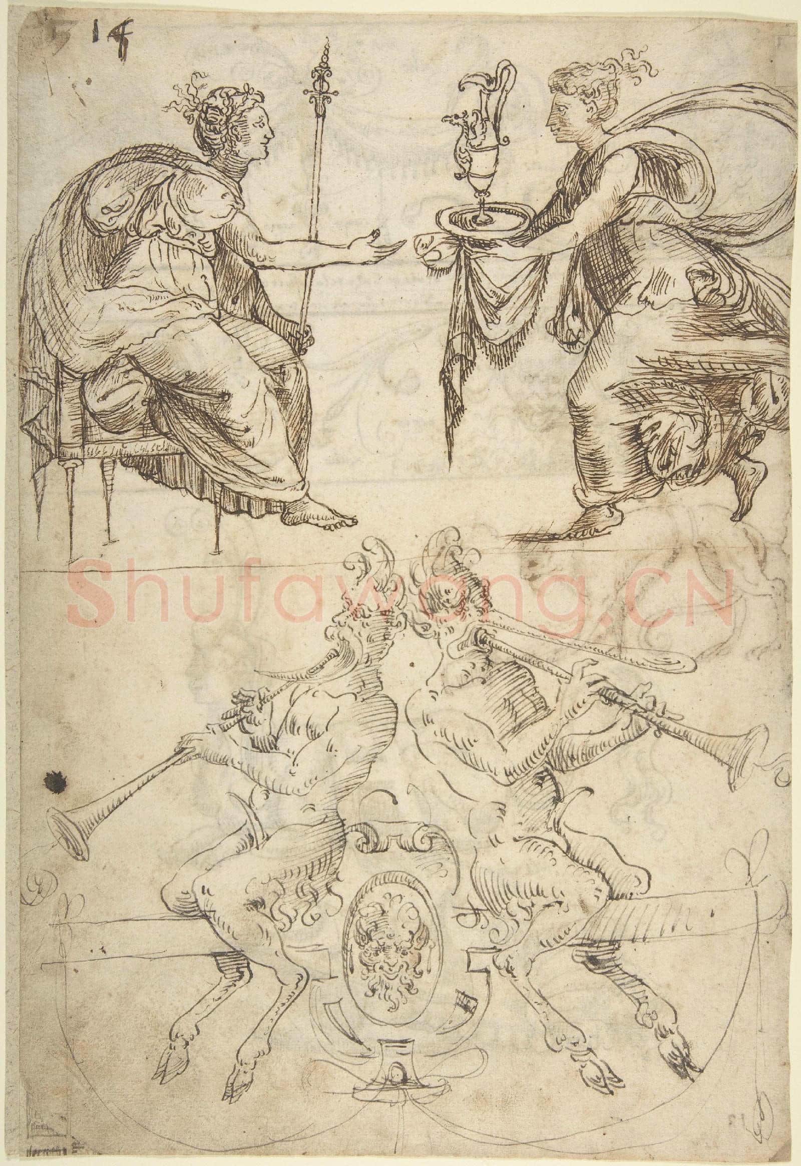 attributed to Andrés de Melgar-Seated Female with Staff Receiving Female Bringing.tif