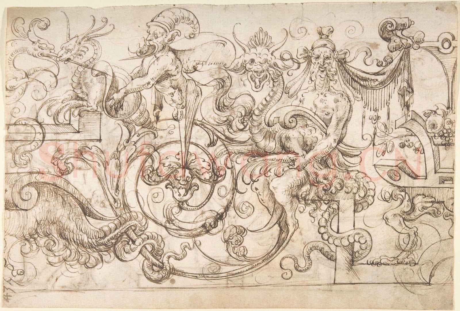 attributed to Andrés de Melgar-Term and Seated Satyr-Grotesque Holding Shell.tif