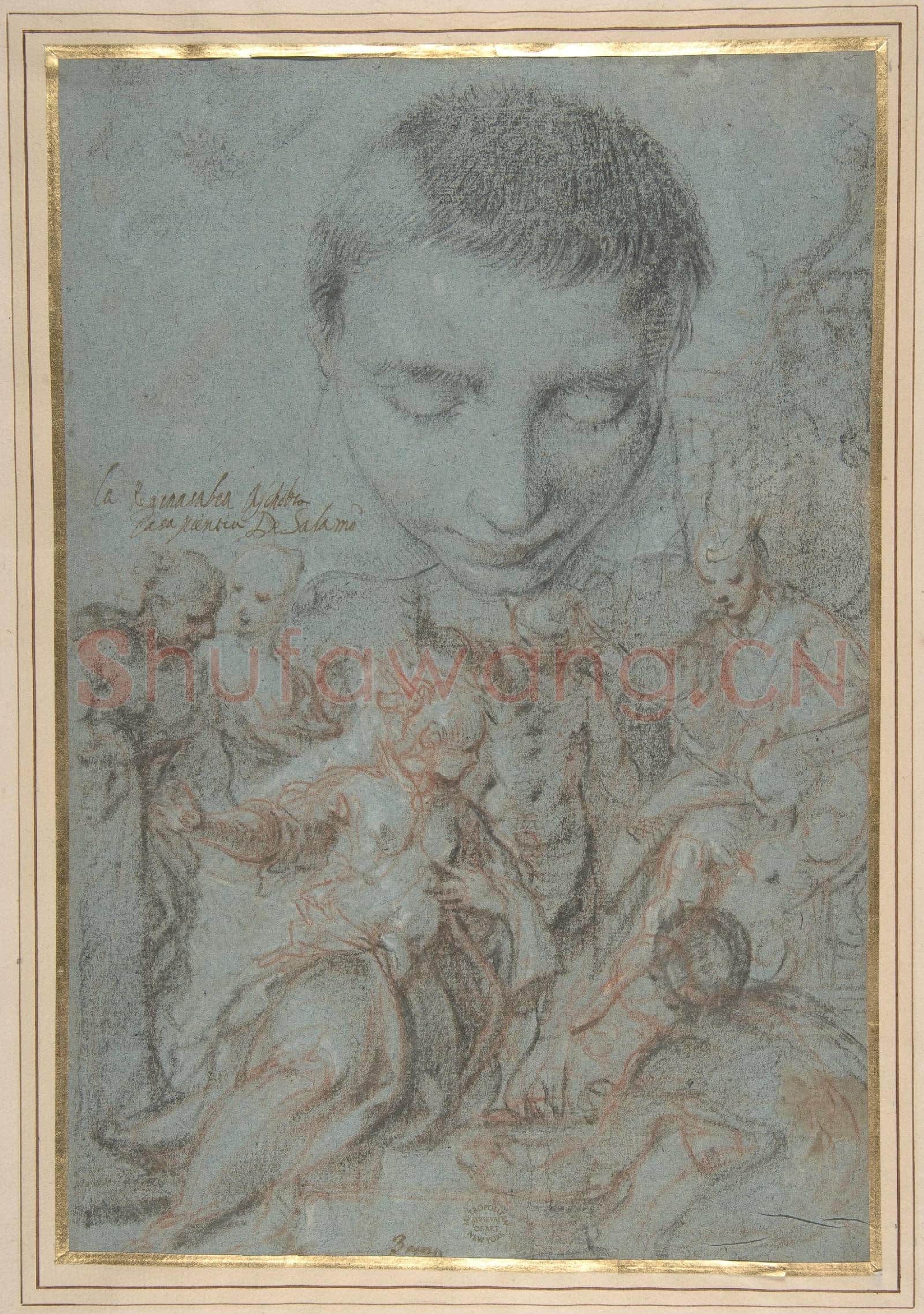 Attributed to Antonio Vassilacchi-Study of Boy's Head; the Queen.tif