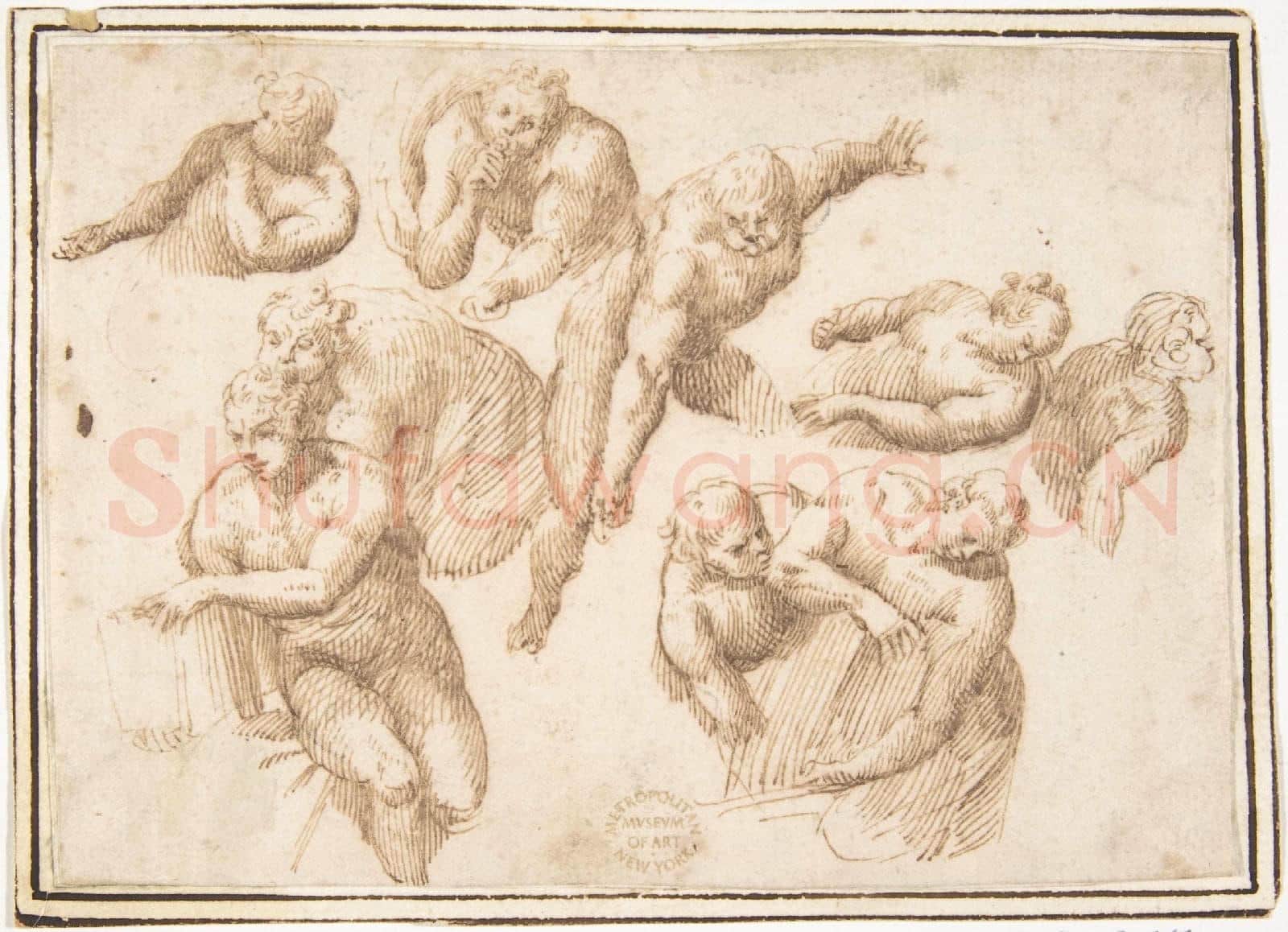 attributed to Francesco Allegrini-Group of Figures Copied from Michelangelo.tif