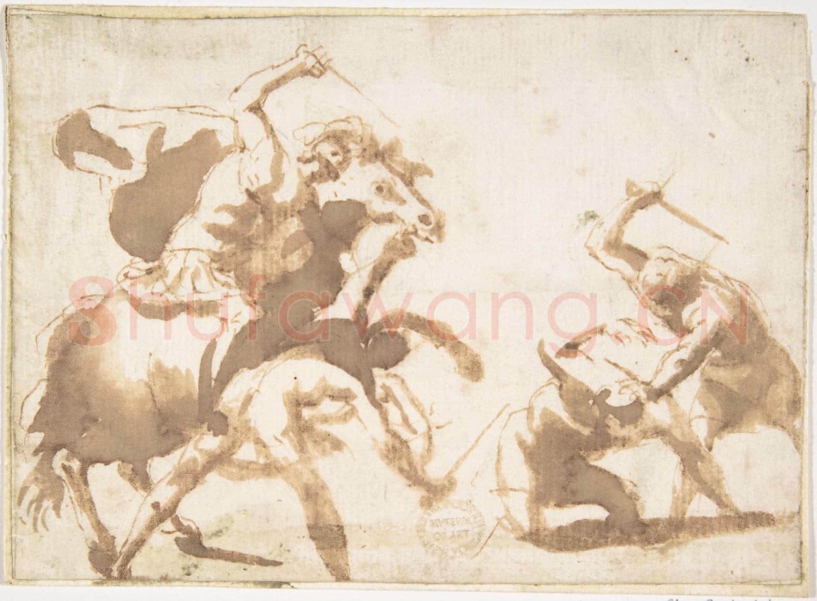 attributed to Francesco Allegrini-Horsemen and Three Foot Soldiers in Battle.tif