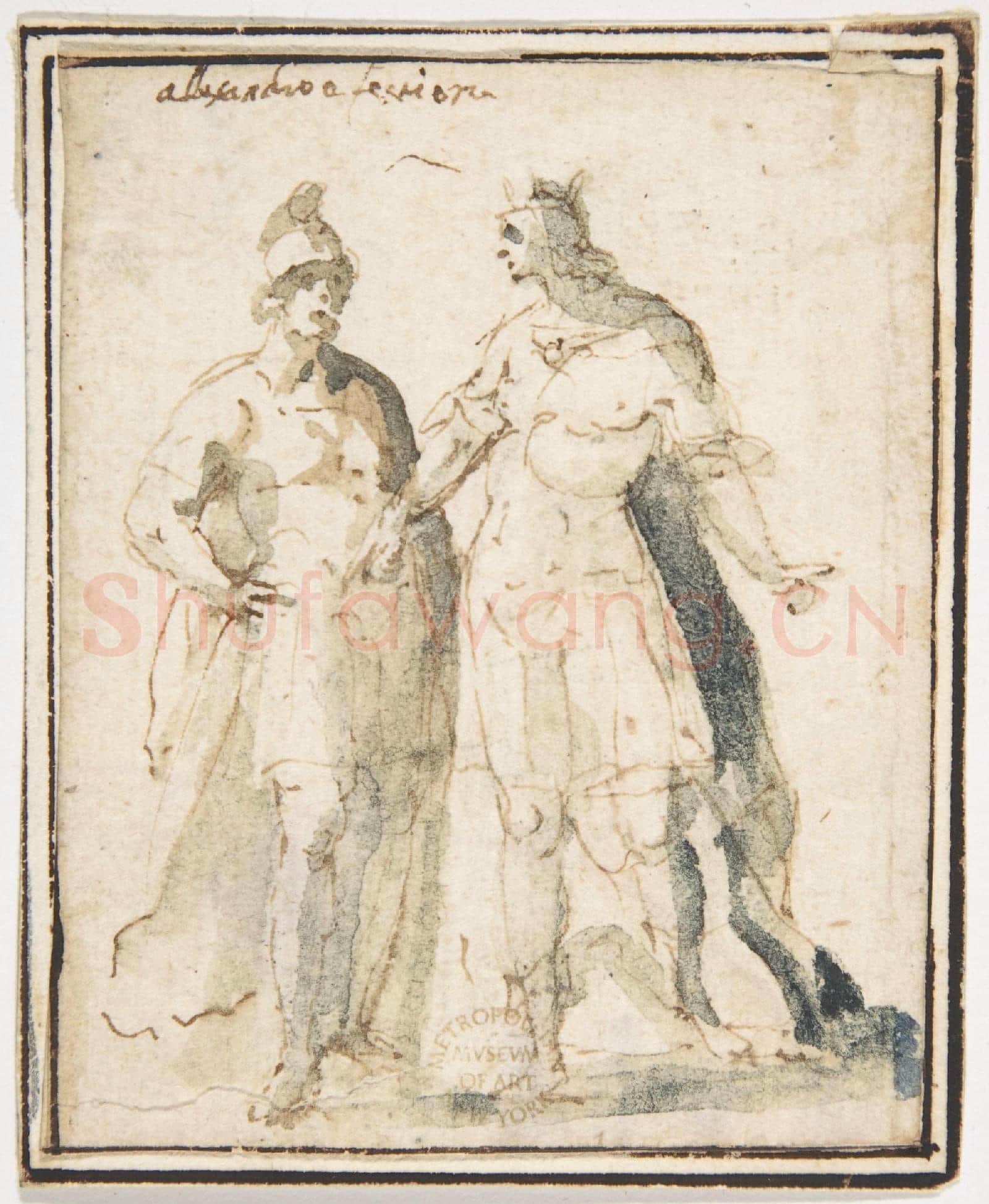 attributed to Francesco Allegrini-Two Standing Male Figures in Antique Military Costume.tif
