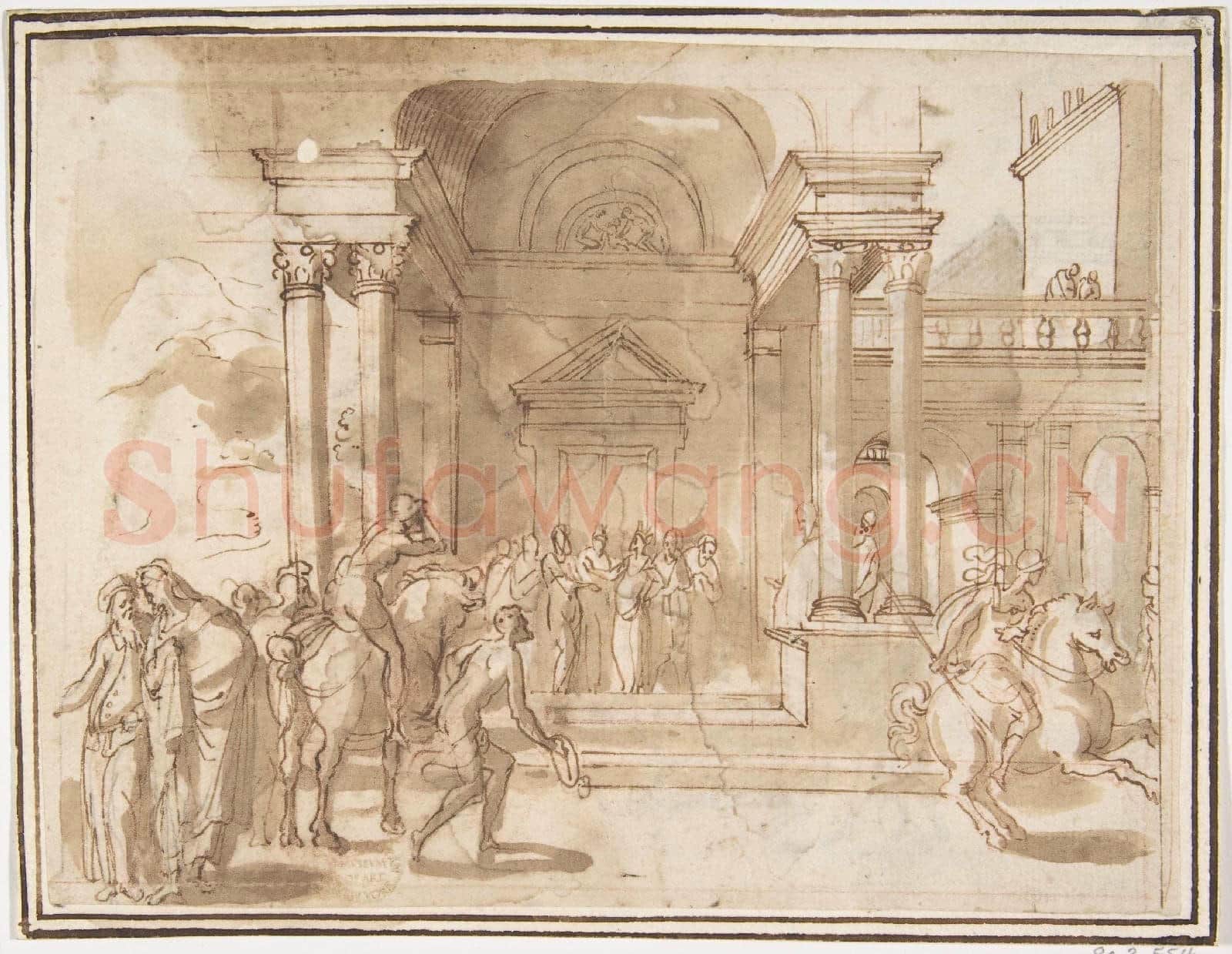 attributed to Francesco Allegrini-Unidentified Subject Figures before a Palace or Temple.tif