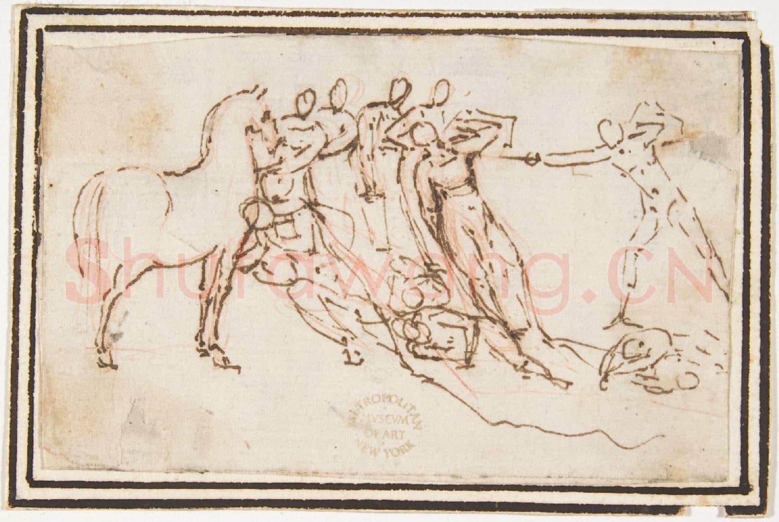 attributed to Francesco Allegrini-Unidentified Subject Nine Figures and a Horse.tif