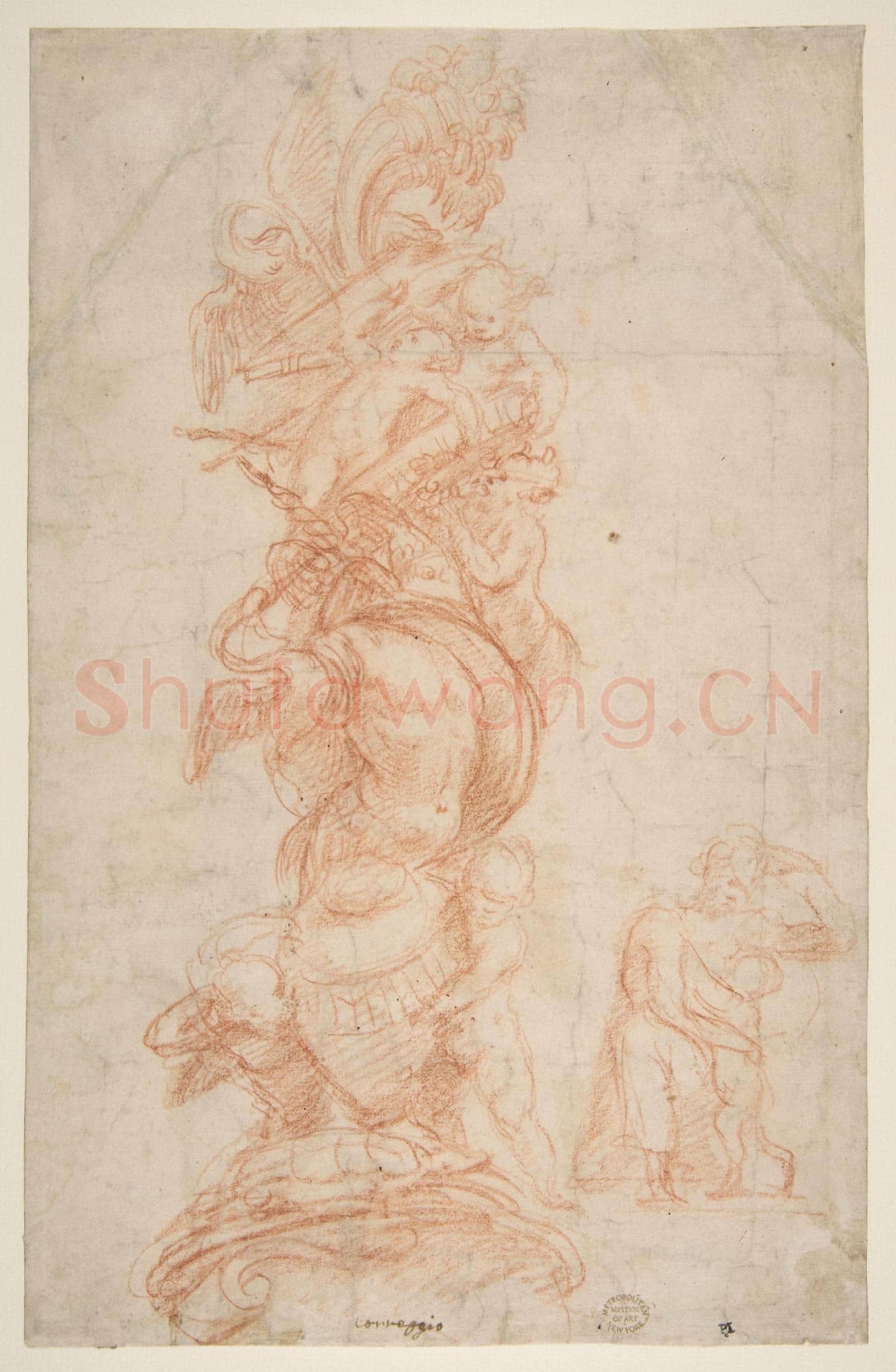 Attributed to Giovanni Antonio da Pordenone-Design for the Decoration of a Pilaster.tif
