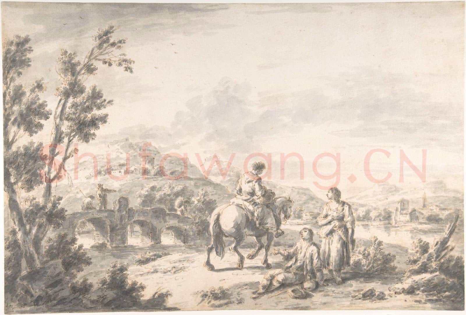 Attributed to Giuseppe Zais-River Landscape with Two Mendicants and Other Figures.tif