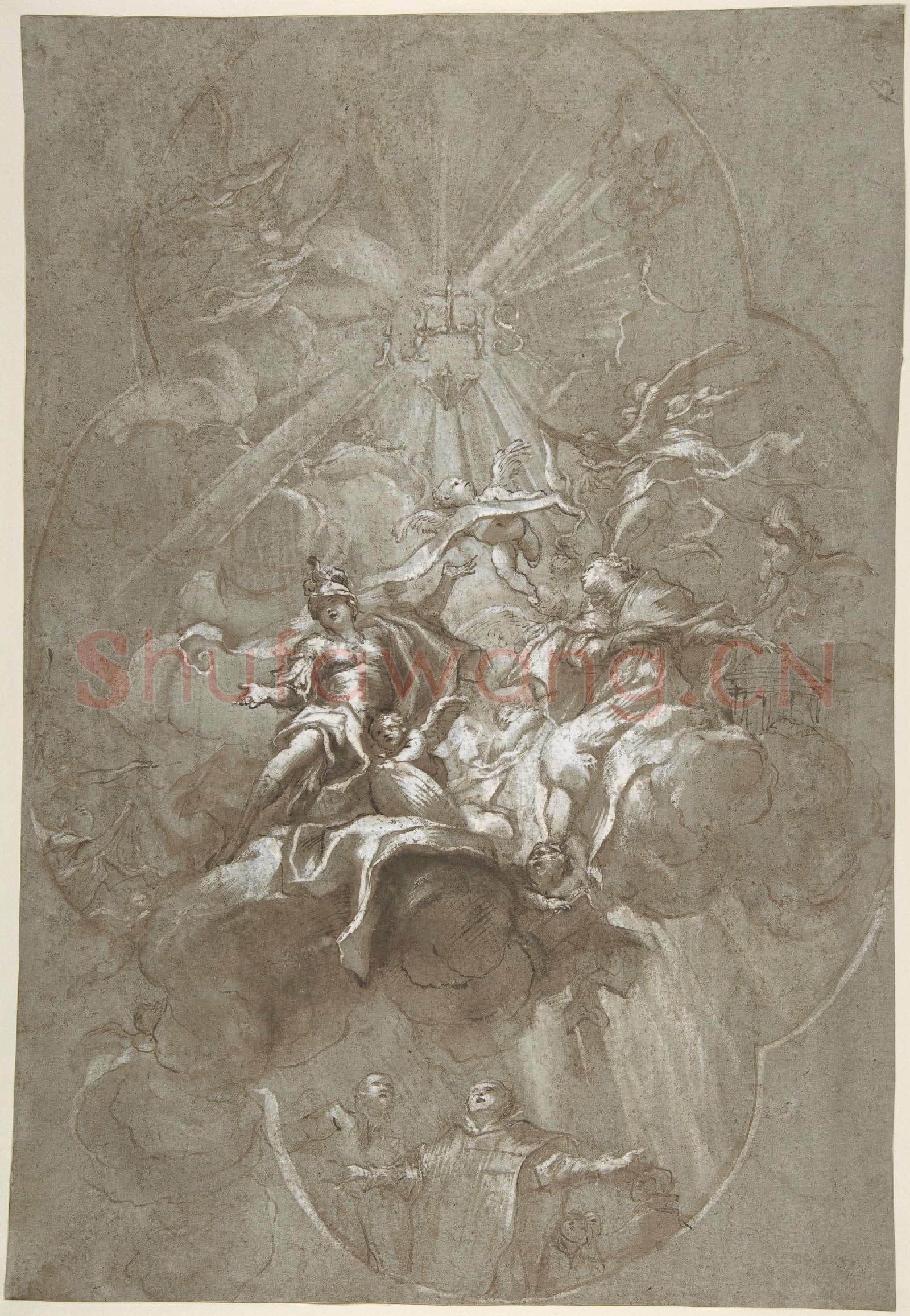 attributed to Lorenzo de' Ferrari-Ceiling Design with the Glorification.tif