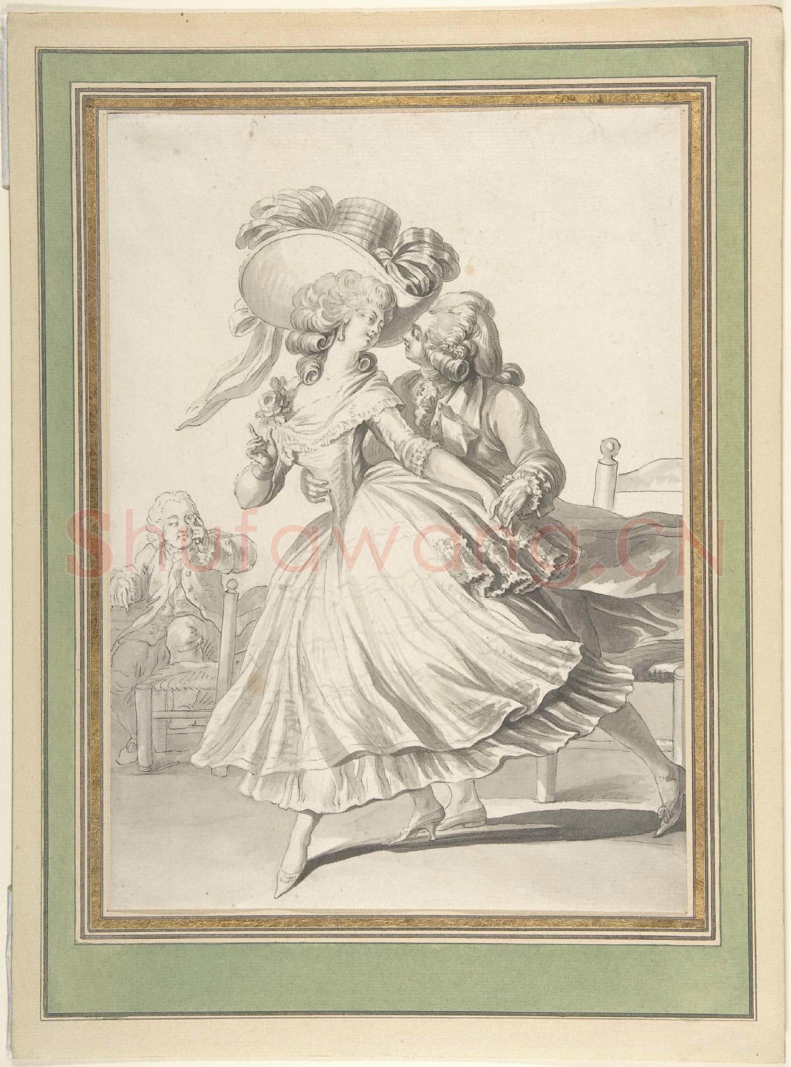 Attributed to Louis Binet-Costume Drawing Lady and Gentleman Dancing.tif