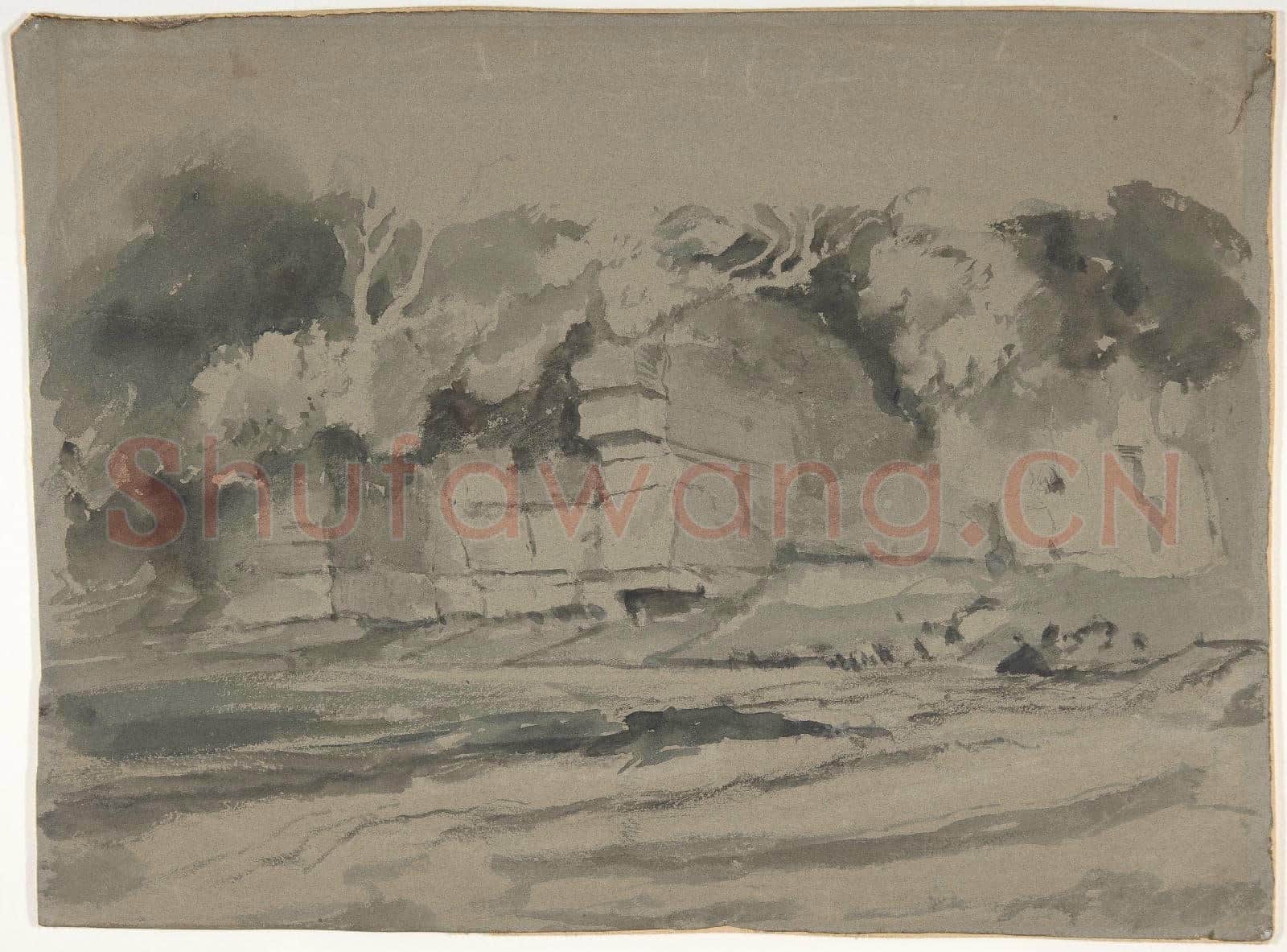 Attributed to Peter De Wint-Landscape with a Rock Wall.tif