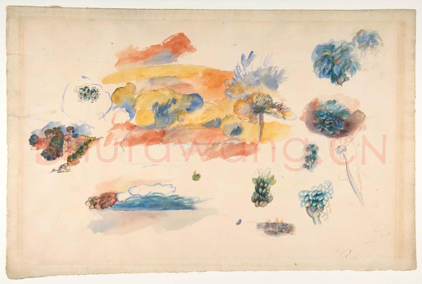 Auguste Renoir-Studies of Landscape, Trees, and Exotic Fruit.tif