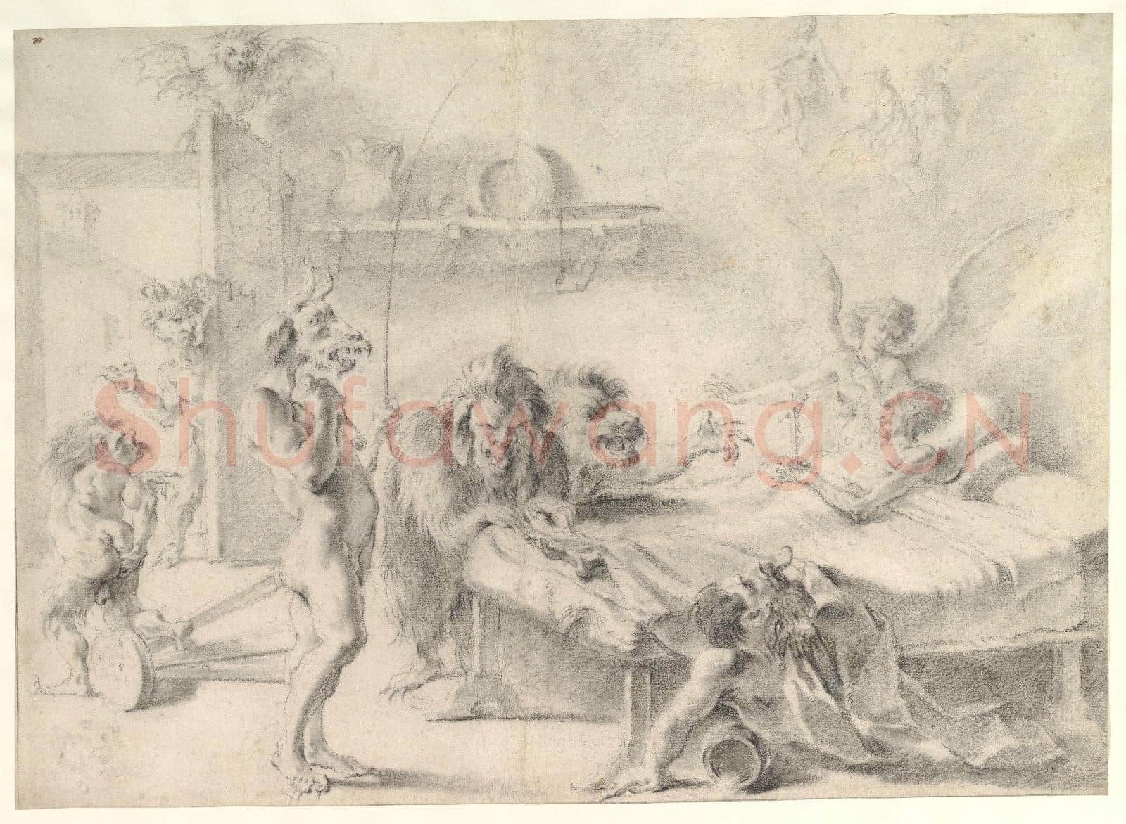 Aureliano Milani-An Old Man on His Deathbed Tempted by Demons.tif