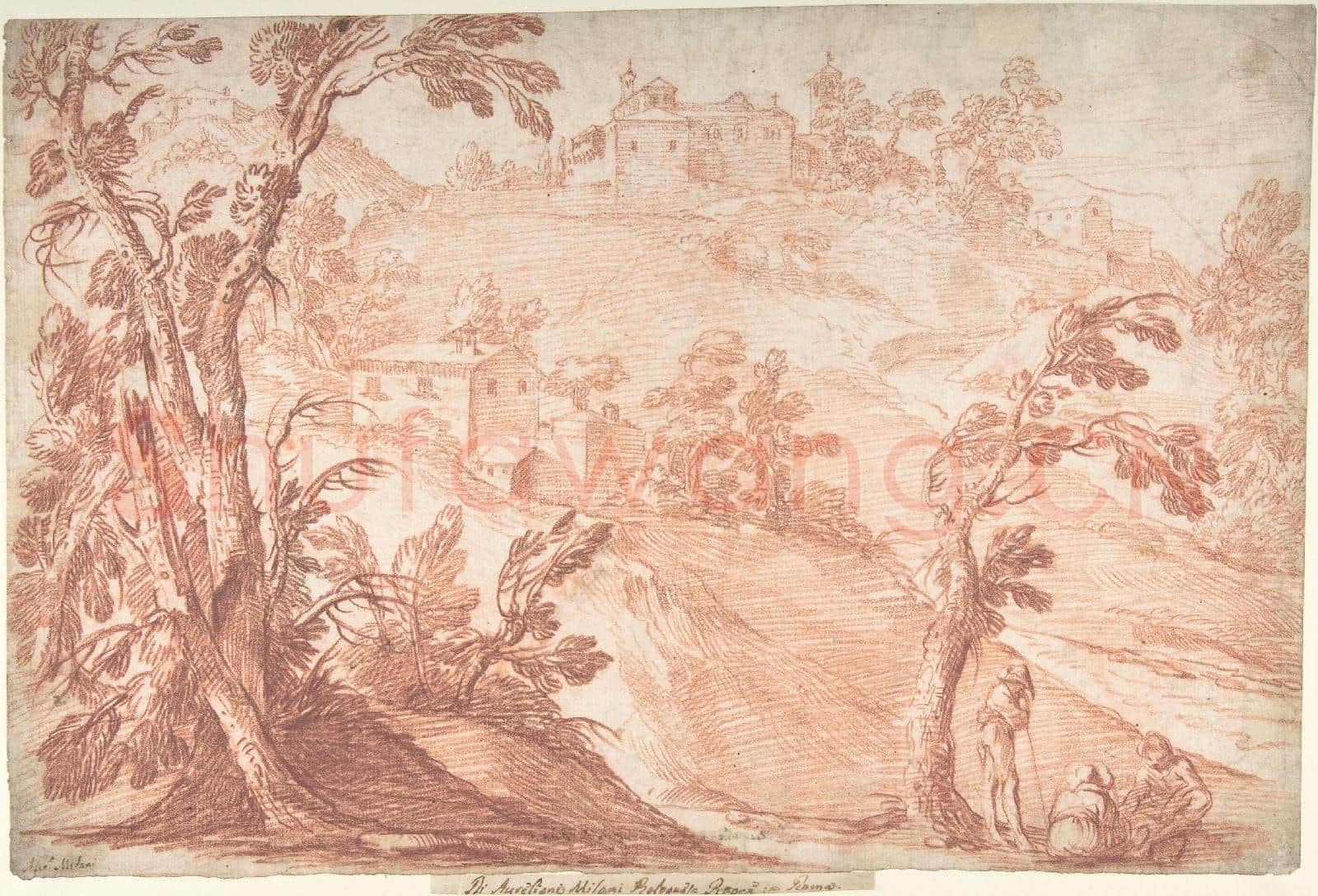 Aureliano Milani-Hilly Landscape with Three Figures.tif
