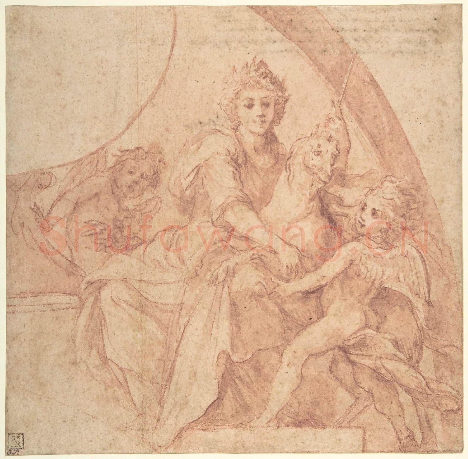 Baldassarre Franceschini-Allegorical Figure of Purity with a Unicorn and Two Putti.tif