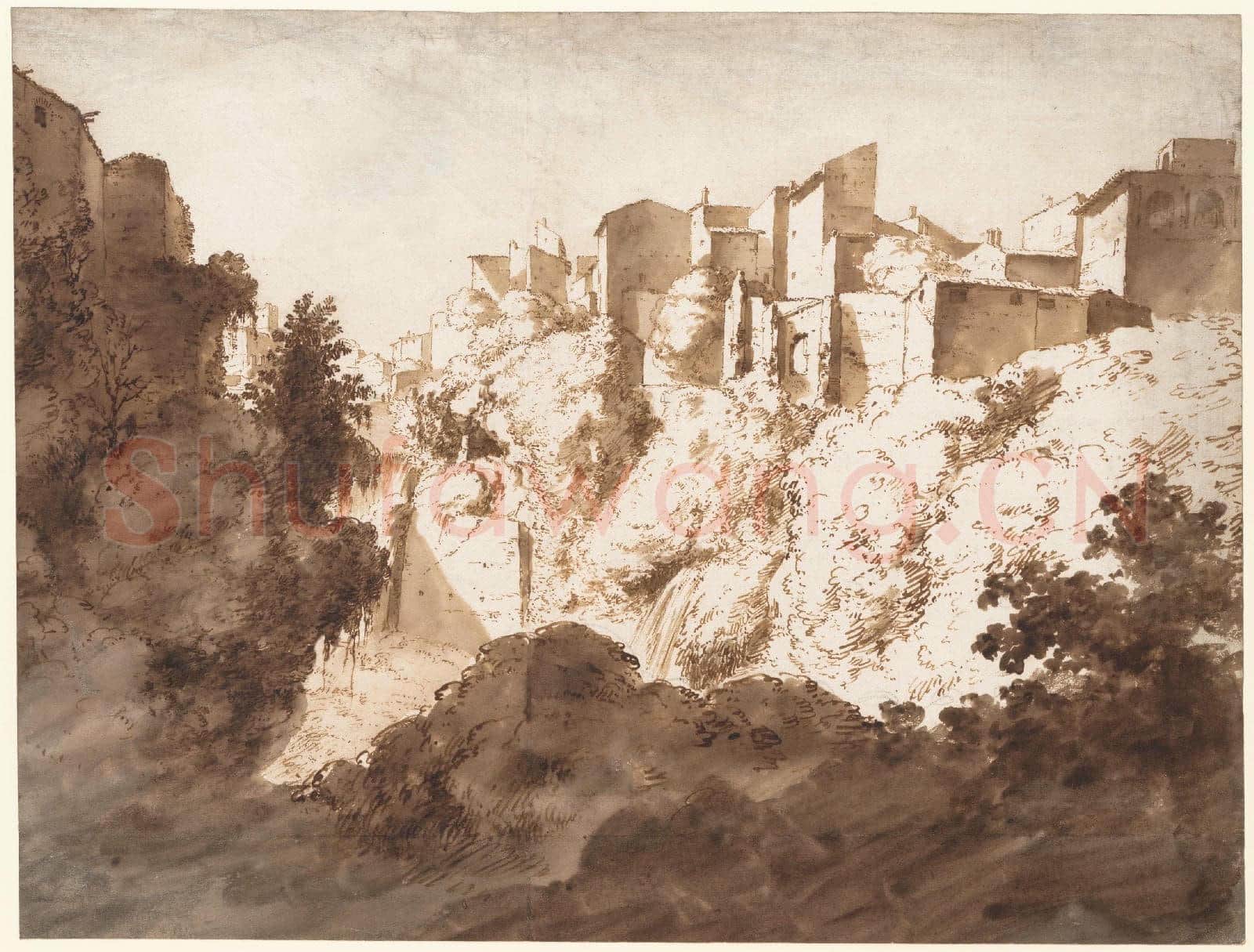 Bartholomeus Breenbergh-View of an Italian Town.tif