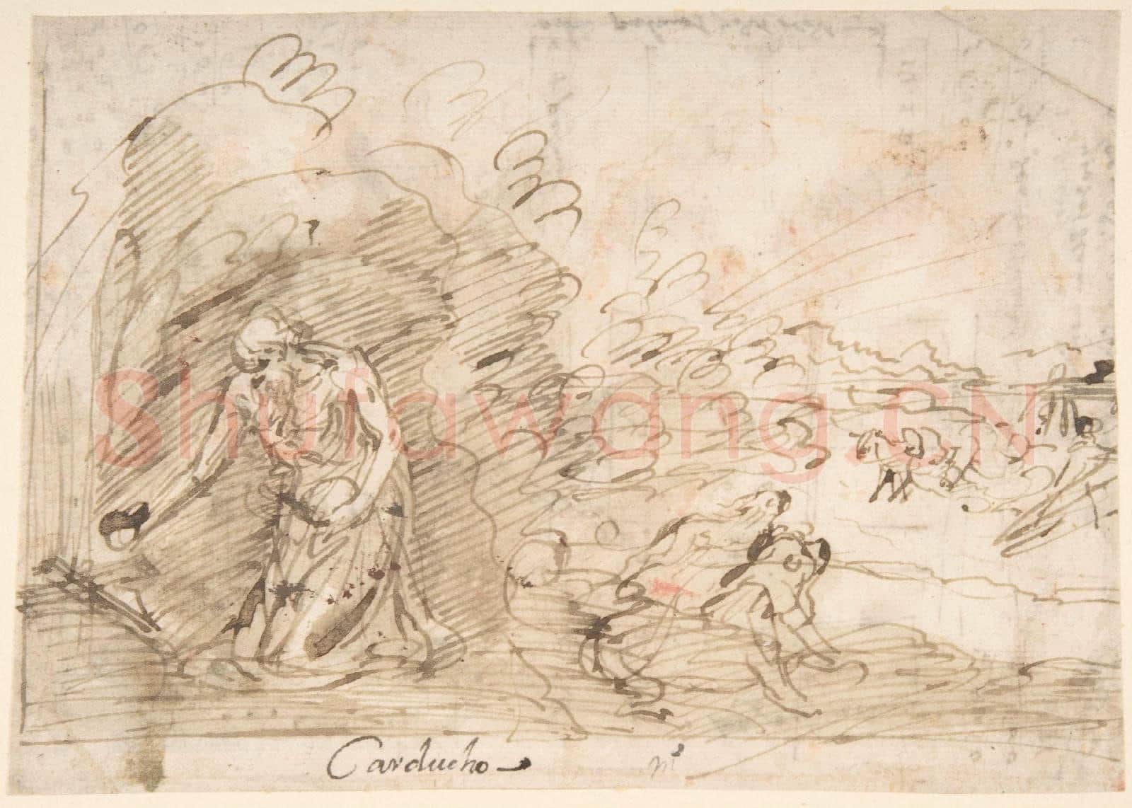 Bartolomé Carducho-St. Jerome Penitent(recto)Accounts(verso).tif