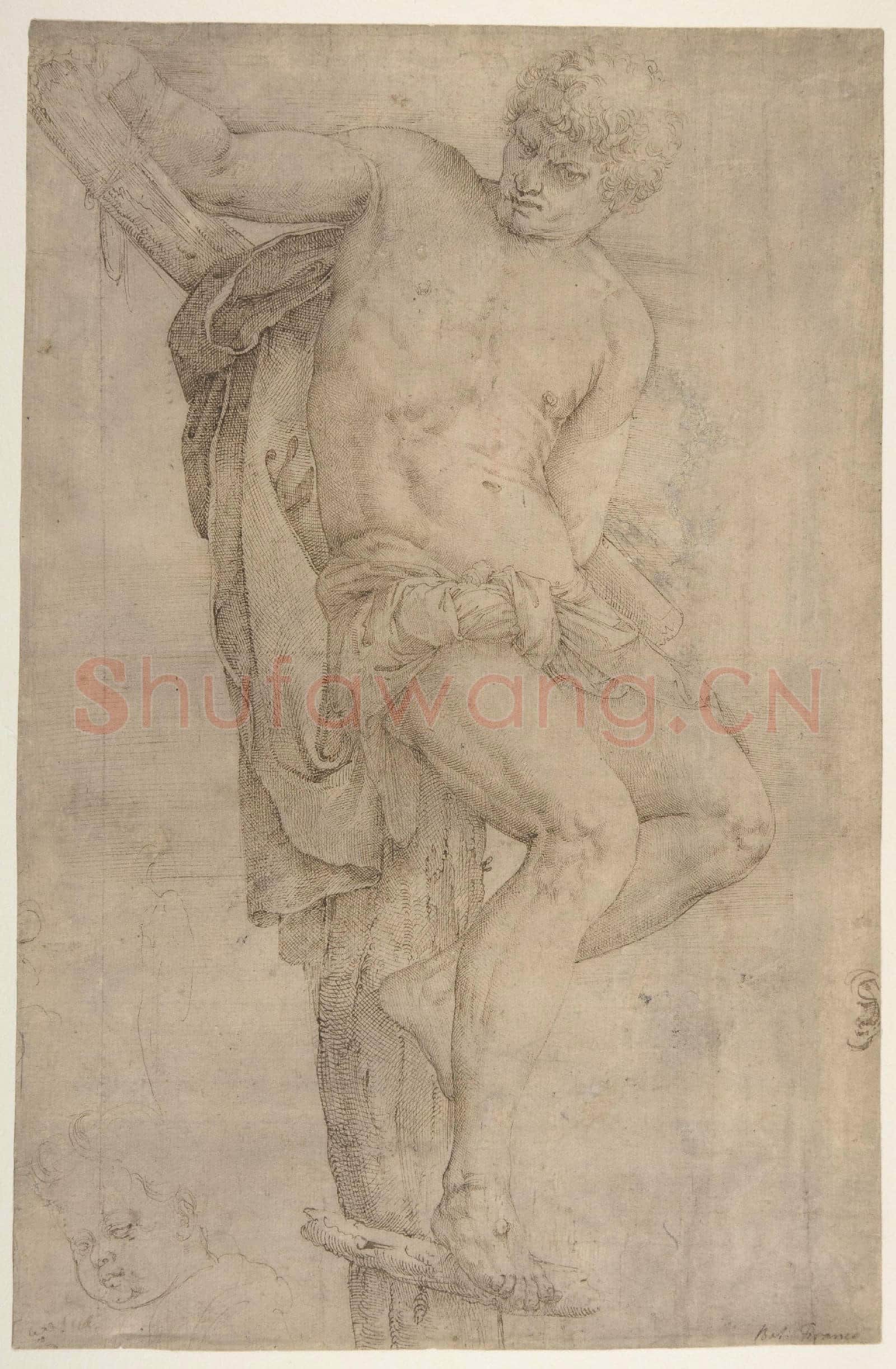Battista Franco-The Unrepentant Thief on the Cross, Study of a Child's Head.tif