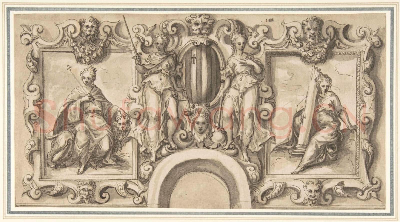 Bernardino India-Design for a Wall Decoration over an Arched Doorway.tif