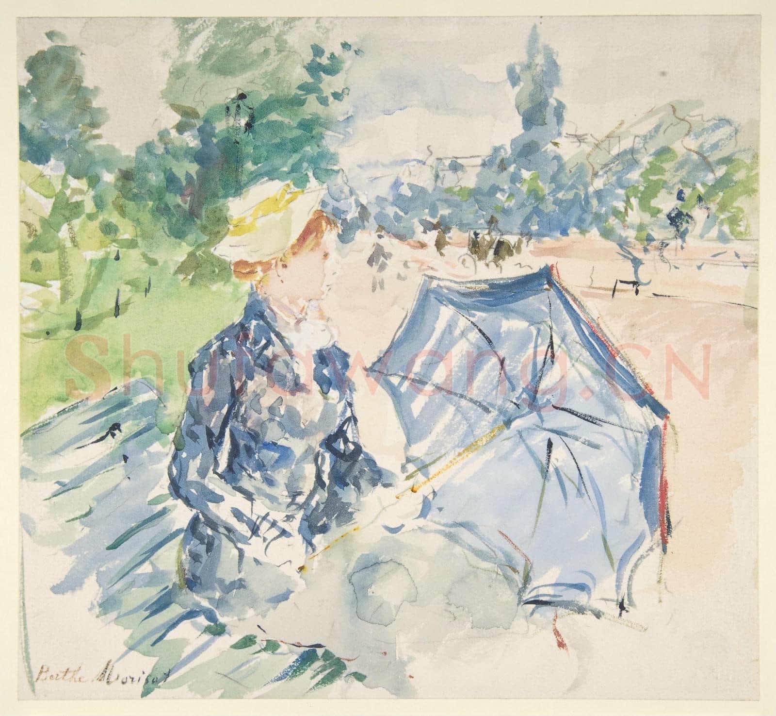 Berthe Morisot-A Woman Seated at a Bench on the Avenue du Bois.tif
