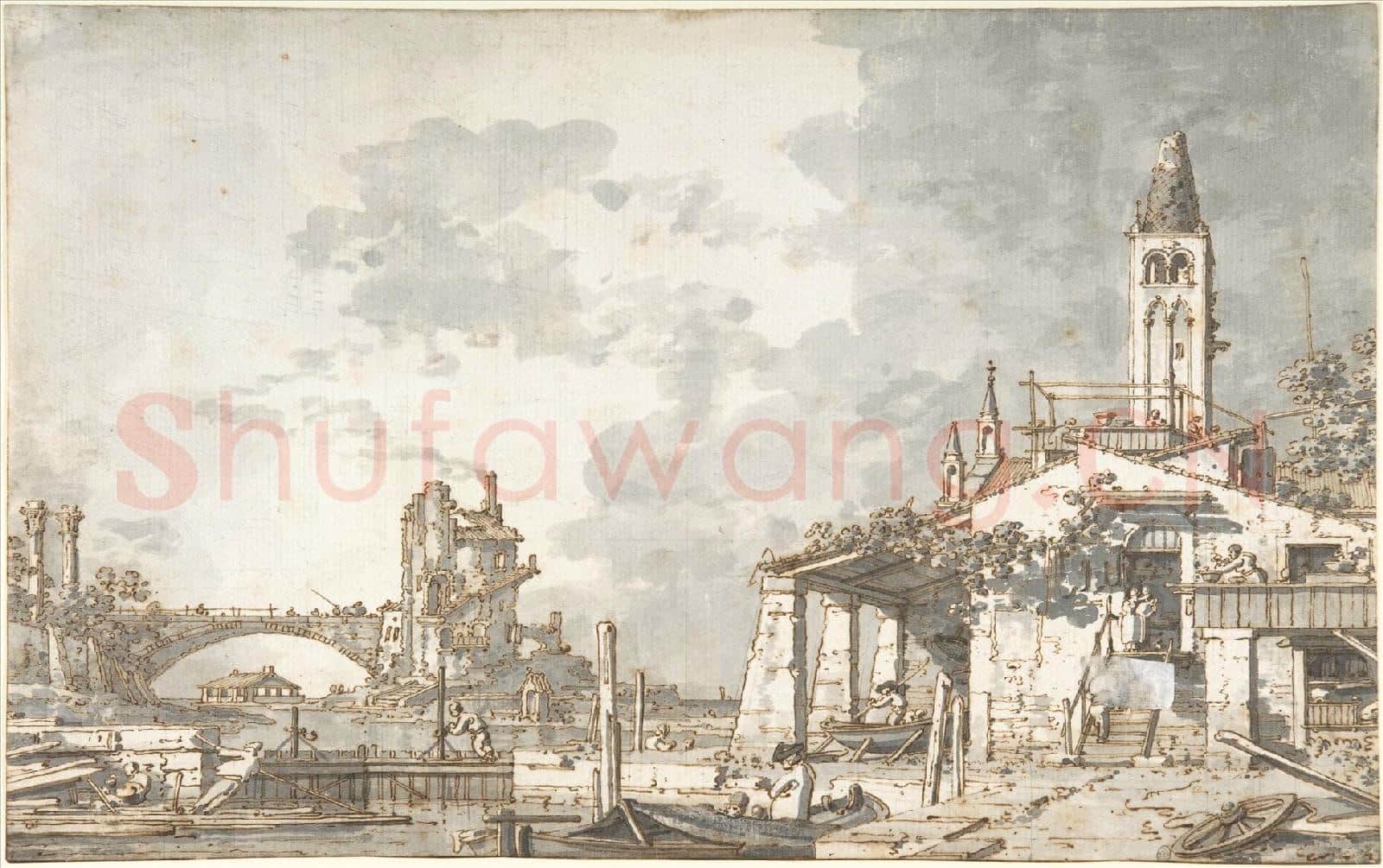 Canaletto-Lagoon Capriccio(recto)Architectural Scene.tif