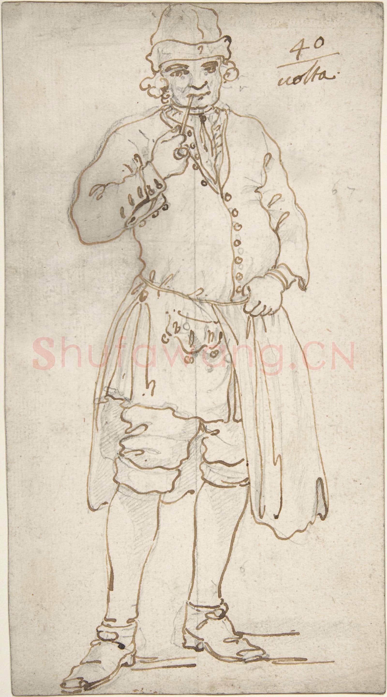 Canaletto-Man Smoking a Pipe(recto)Standing Man and Two Studies.tif