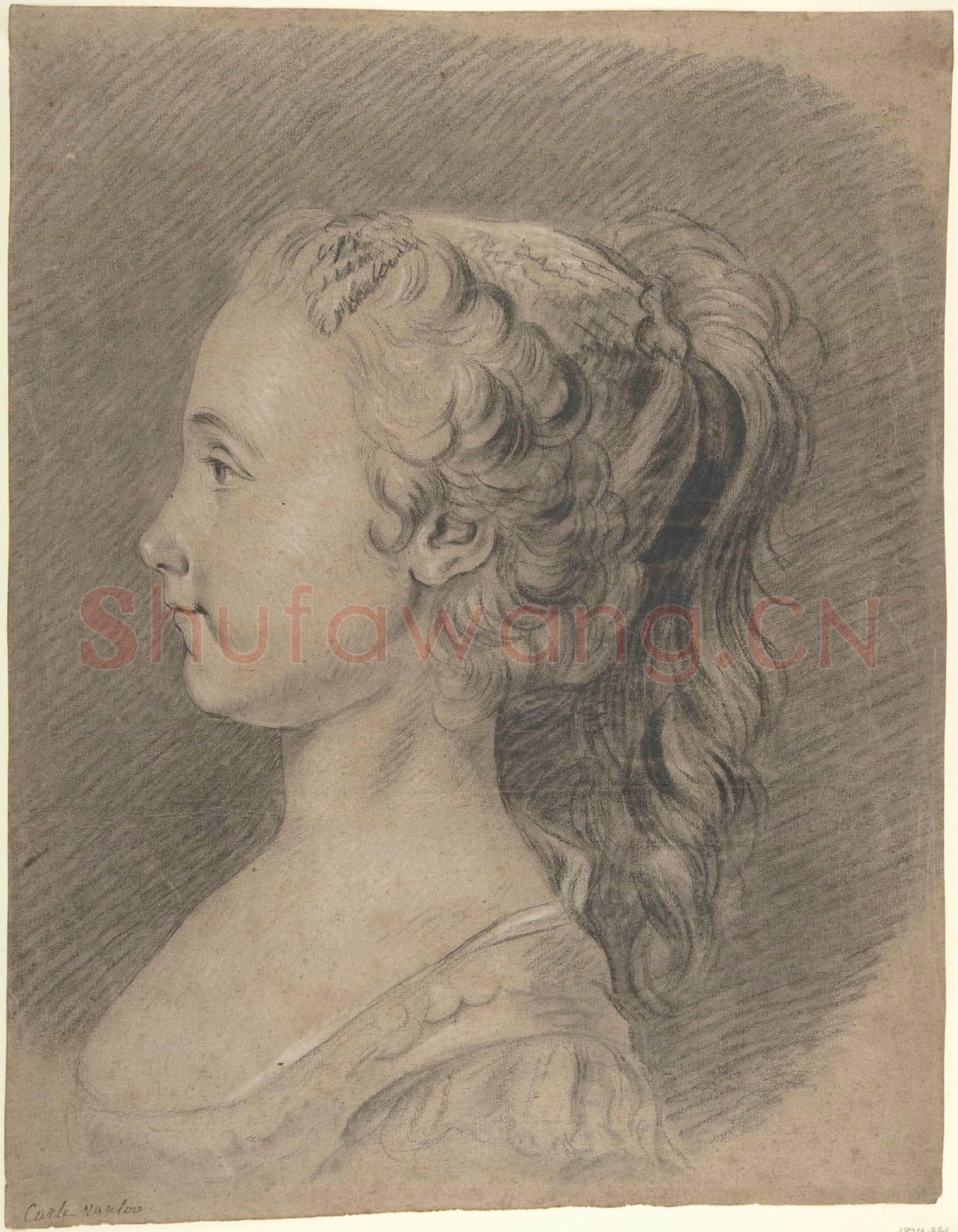 Carle(Charles André)Vanloo-Bust of a Young Girl, Profile to Left.tif