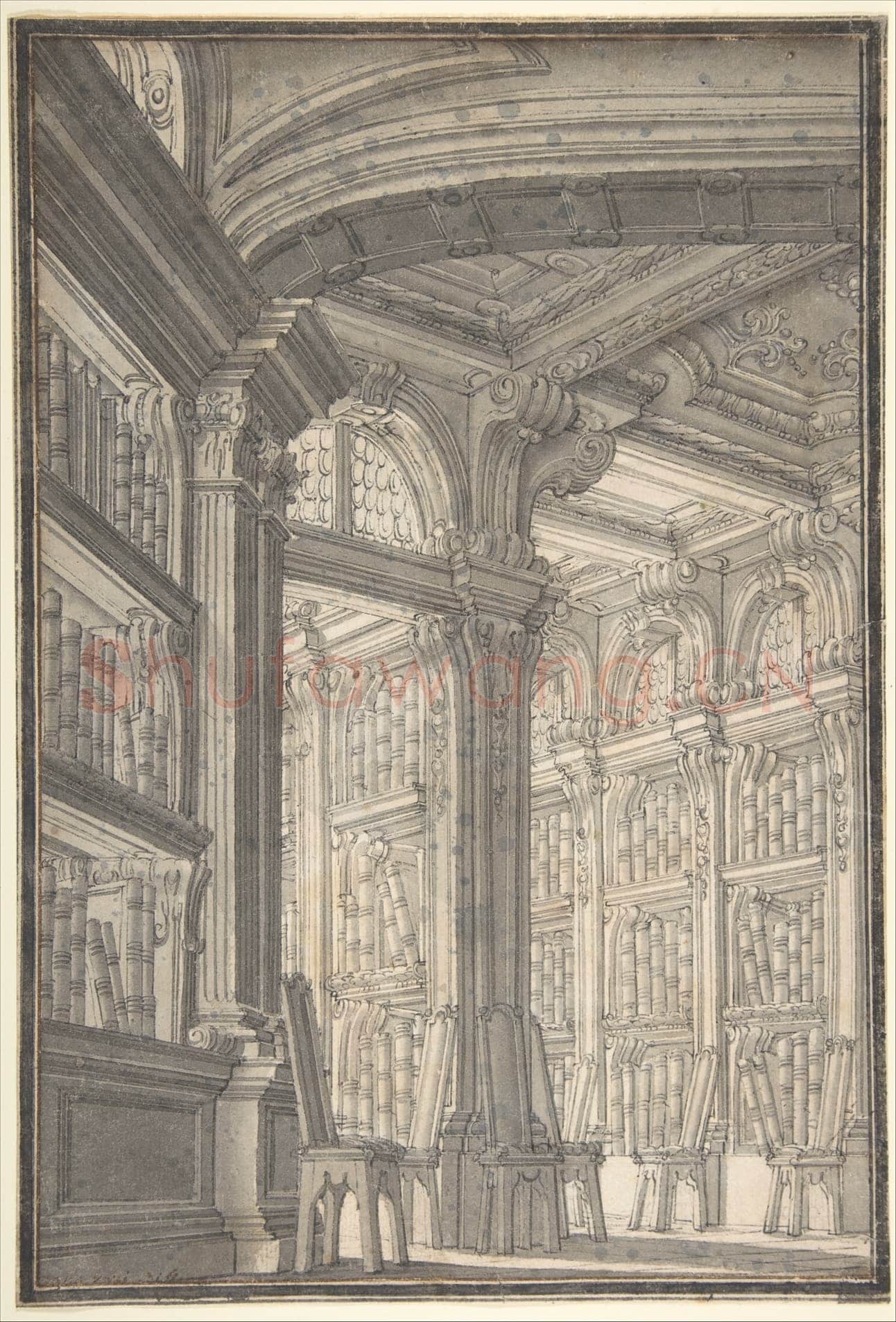 Carlo Galli Bibiena-Foreshortening of a Library.tif