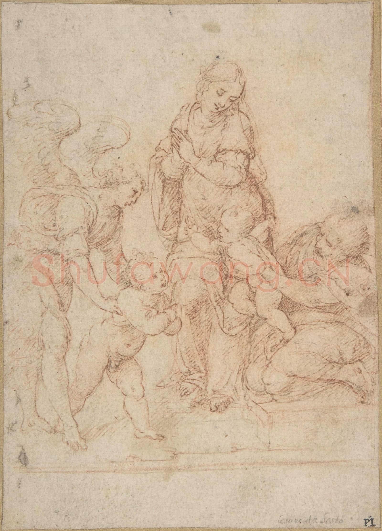 Cesare da Sesto-The Holy Family with the Infant St. John the Baptist and an Angel.tif