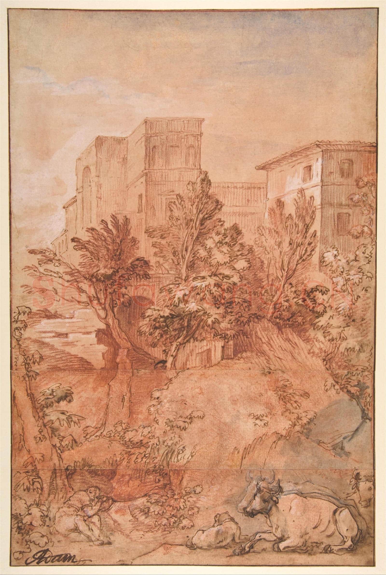 Charles Joseph Natoire-Landscape with a Large Villa on a Hilltop.tif