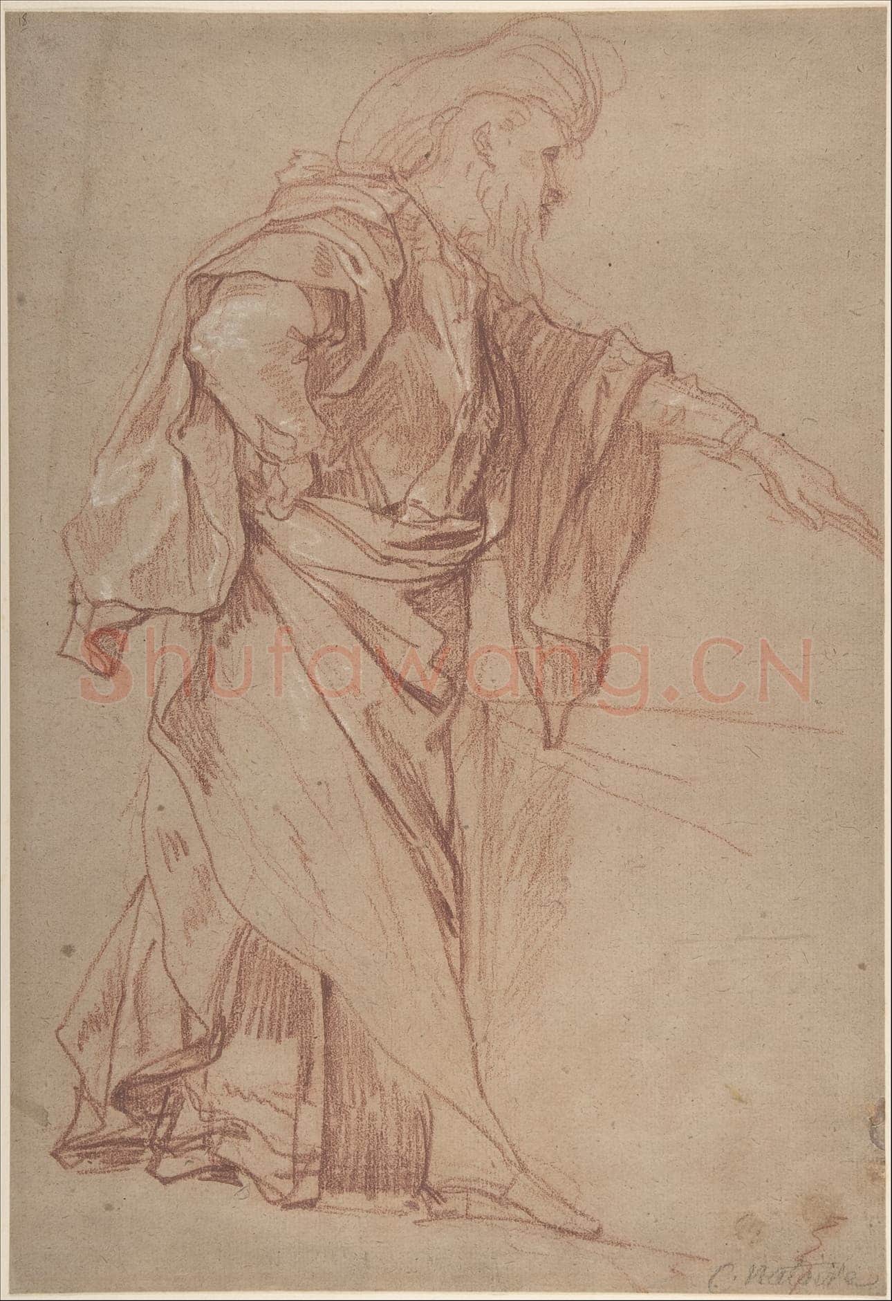 Charles Joseph Natoire-Standing Male Figure with Left Arm Extended.tif