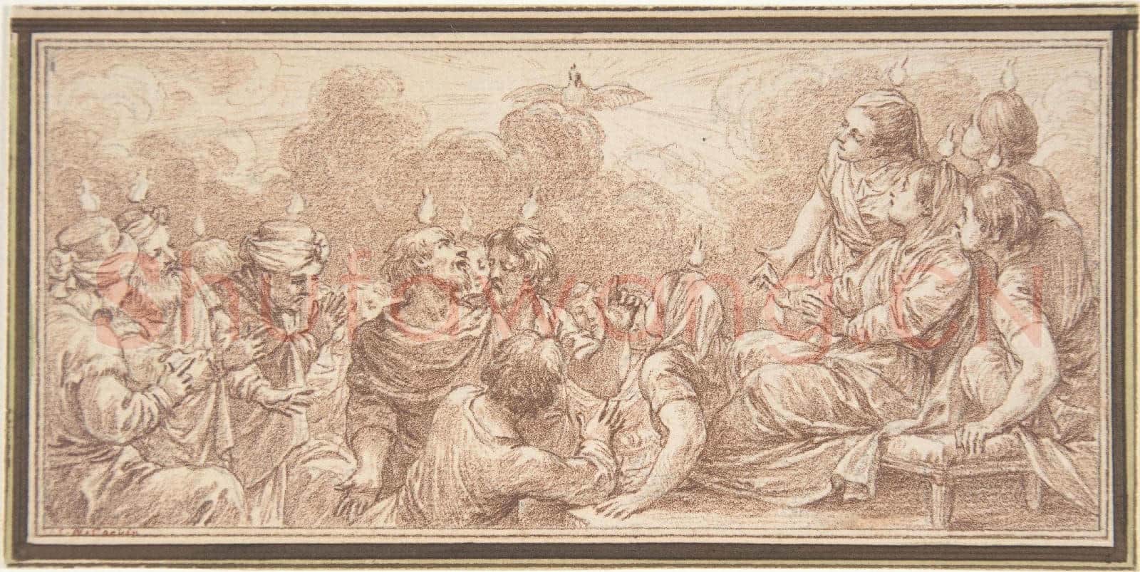 Charles Nicolas Cochin II-The Coming of the Holy Spirit at Pentecost.tif