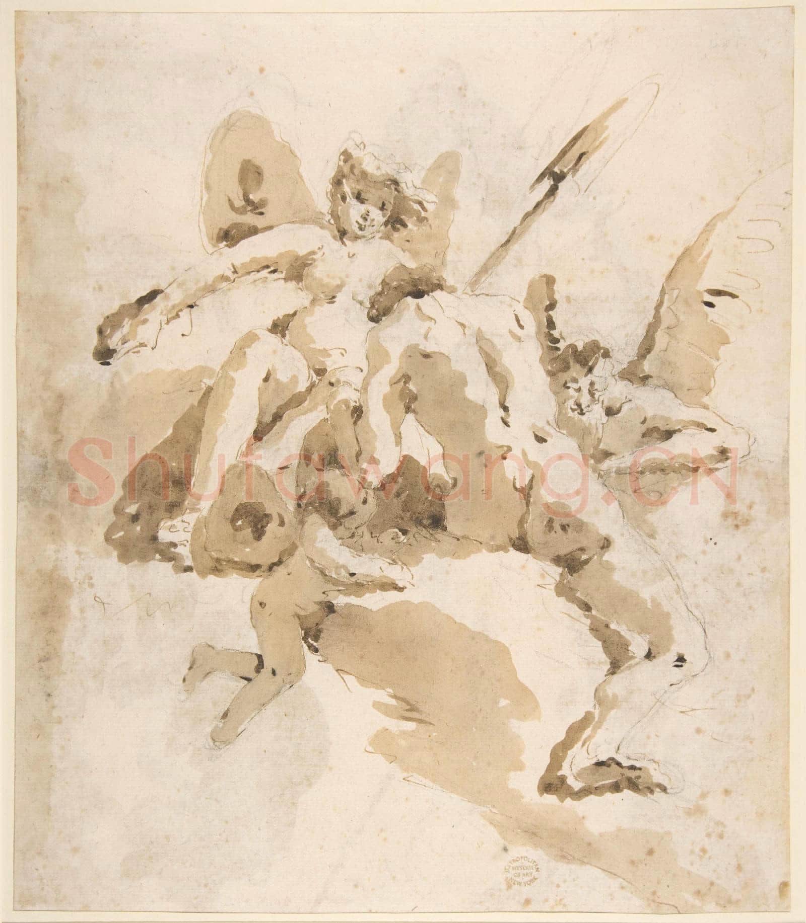 Circle of Giovanni Battista Tiepolo-Design for a Ceiling(recto)Bearded Man Standing.tif