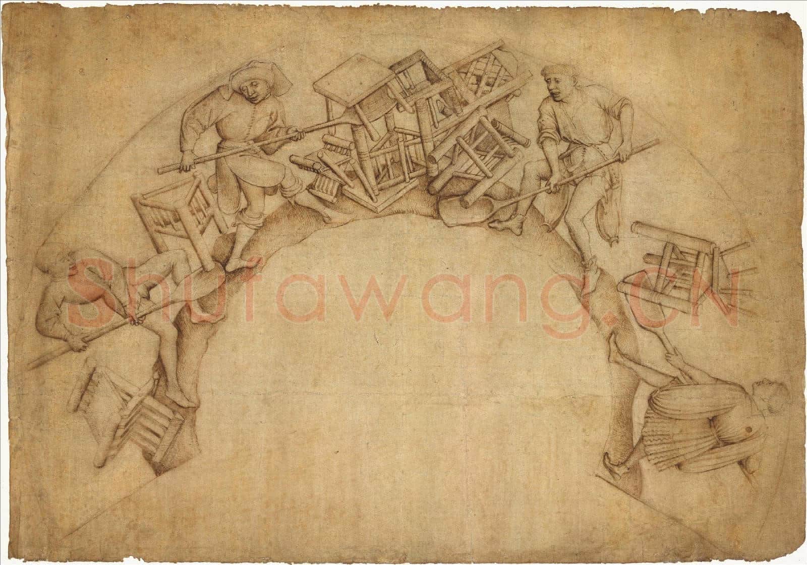 Circle of Rogier van der Weyden, possibly Vranke van der Stockt-Men Shoveling Chairs.tif