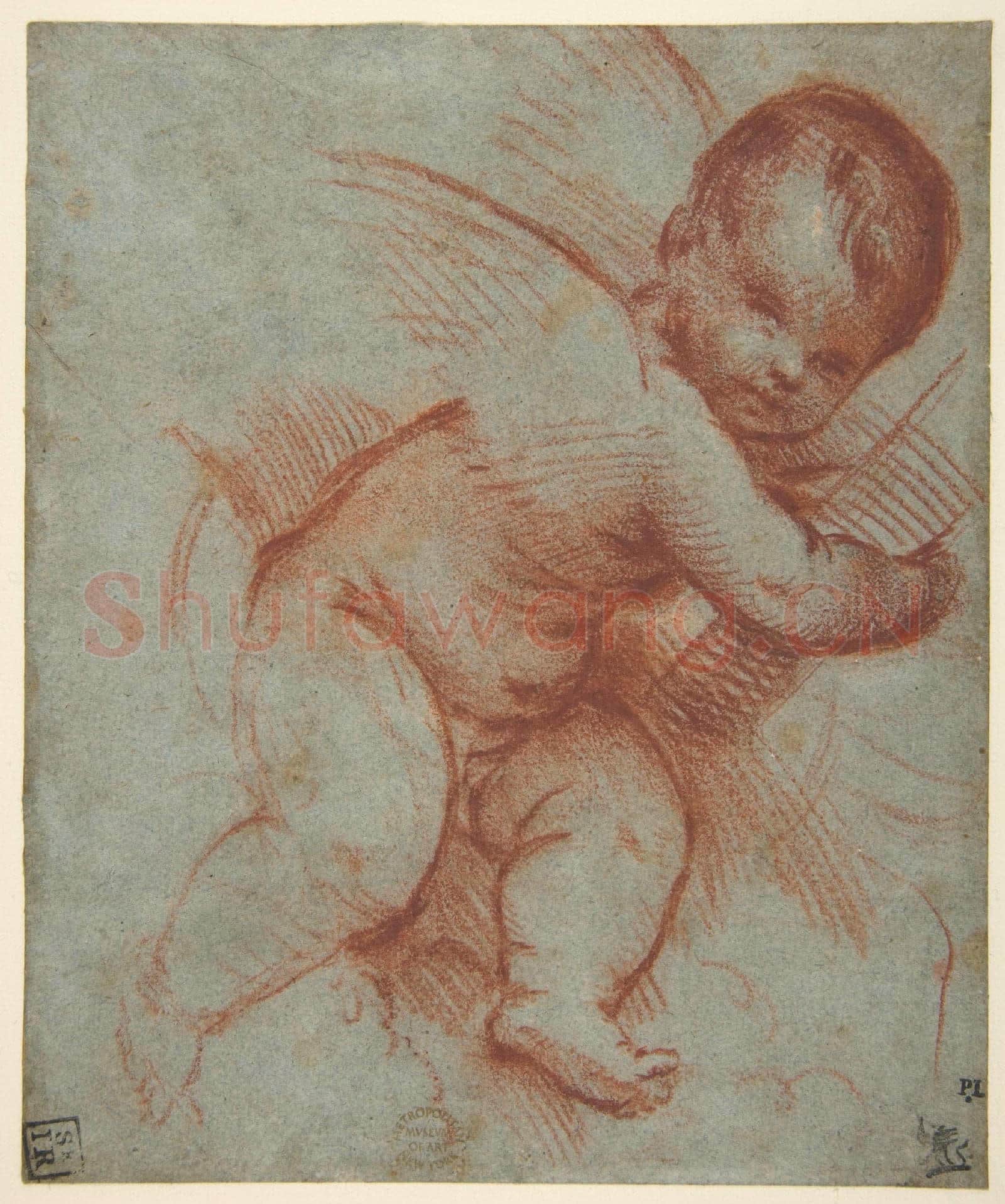 Circle of Titian-Winged Putto Holding the Base of a Cross.tif