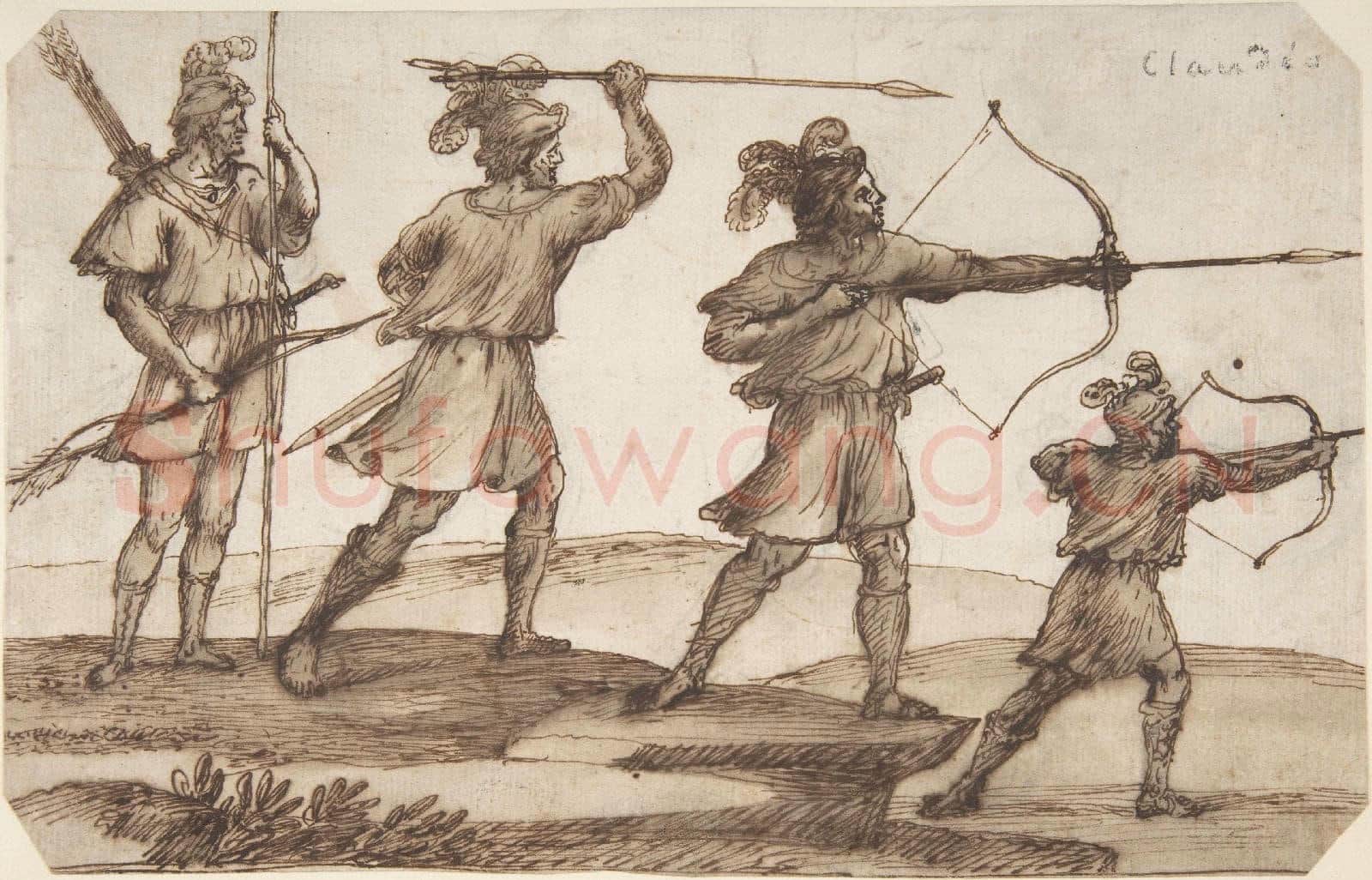 Claude Lorrain-Three Archers and a Figure with a Spear.tif
