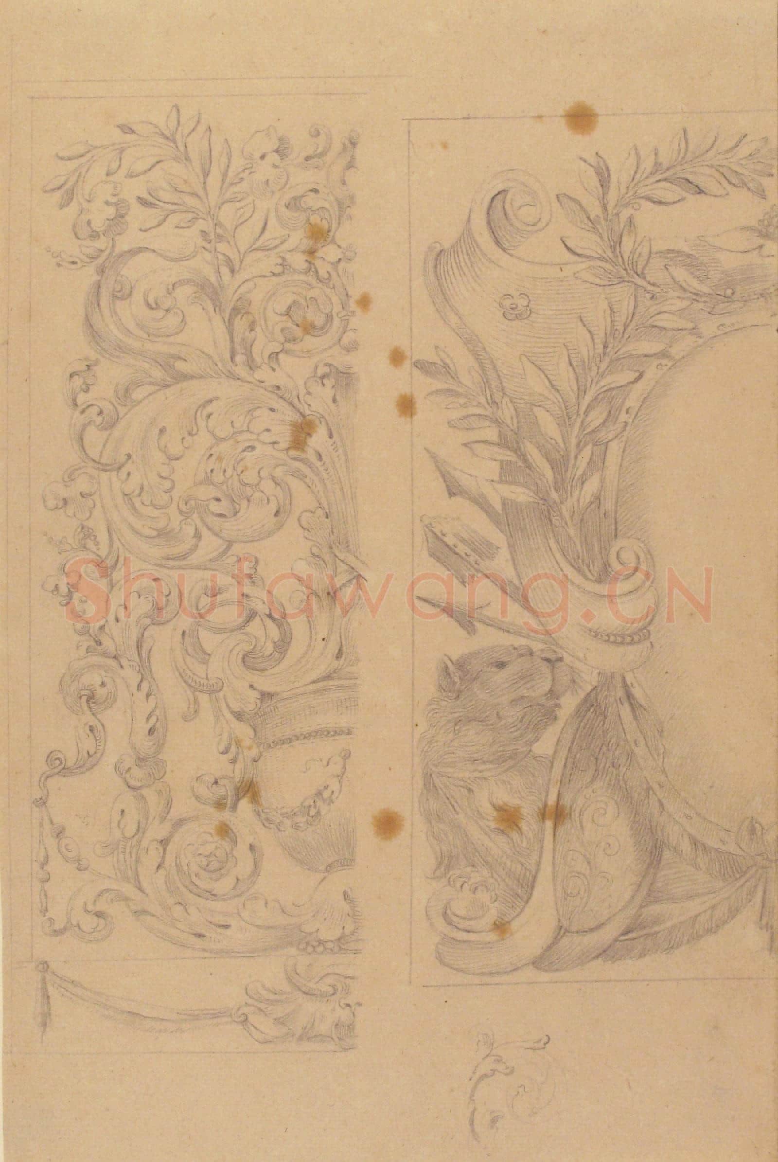Copy after Agostino(Stanzani)Mitelli-Left Part of the Drawing Floral Ornaments.tif