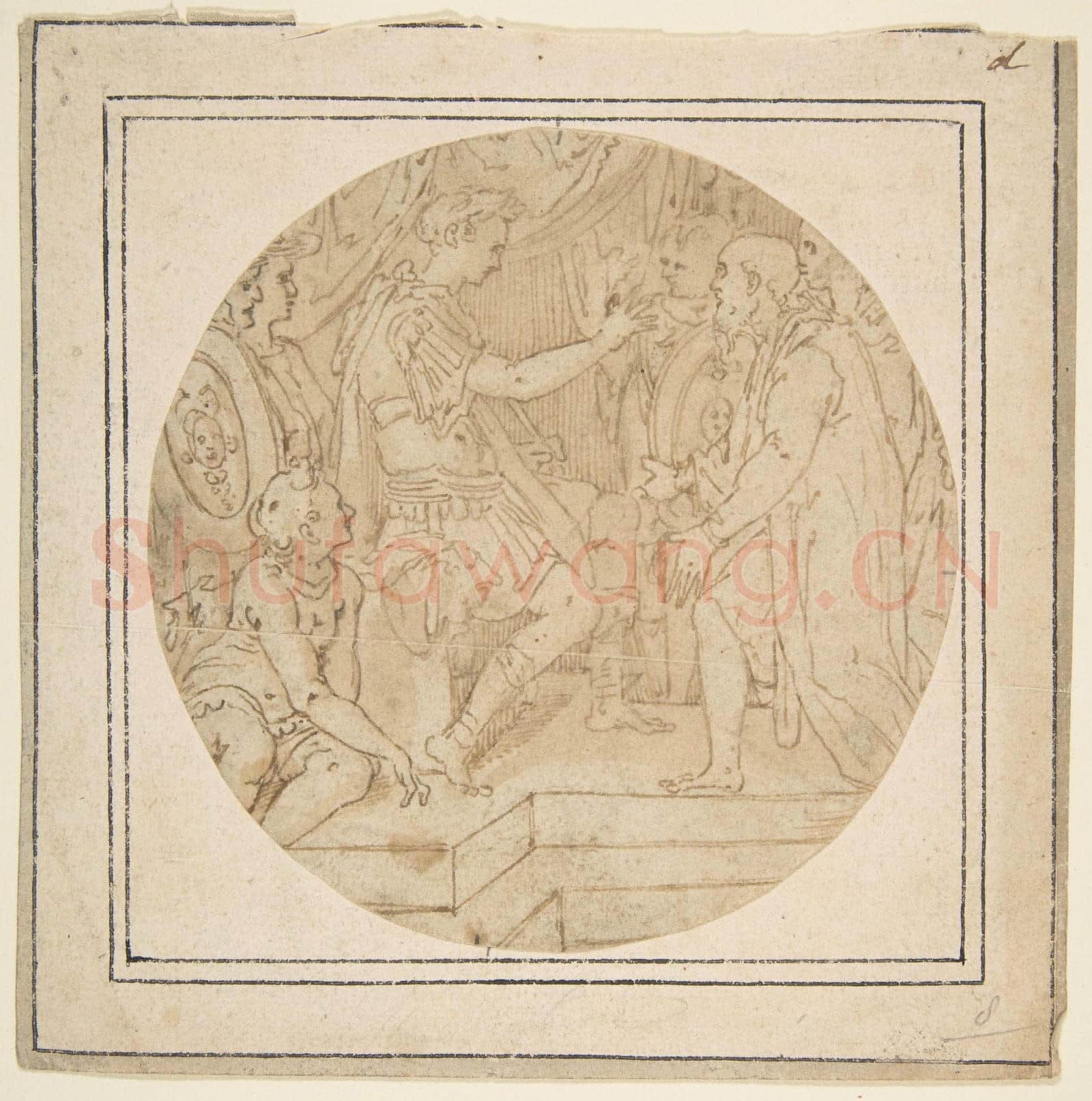 Copy after Federico Zuccaro-Drawing of a Roman Emperor Receiving a Petition.tif