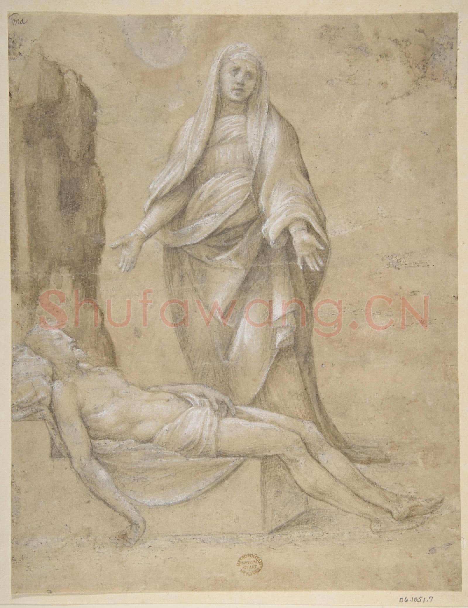 Copy after Raphael-Pieta(recto)Madonna and two Cherubs in pen and brown ink.tif