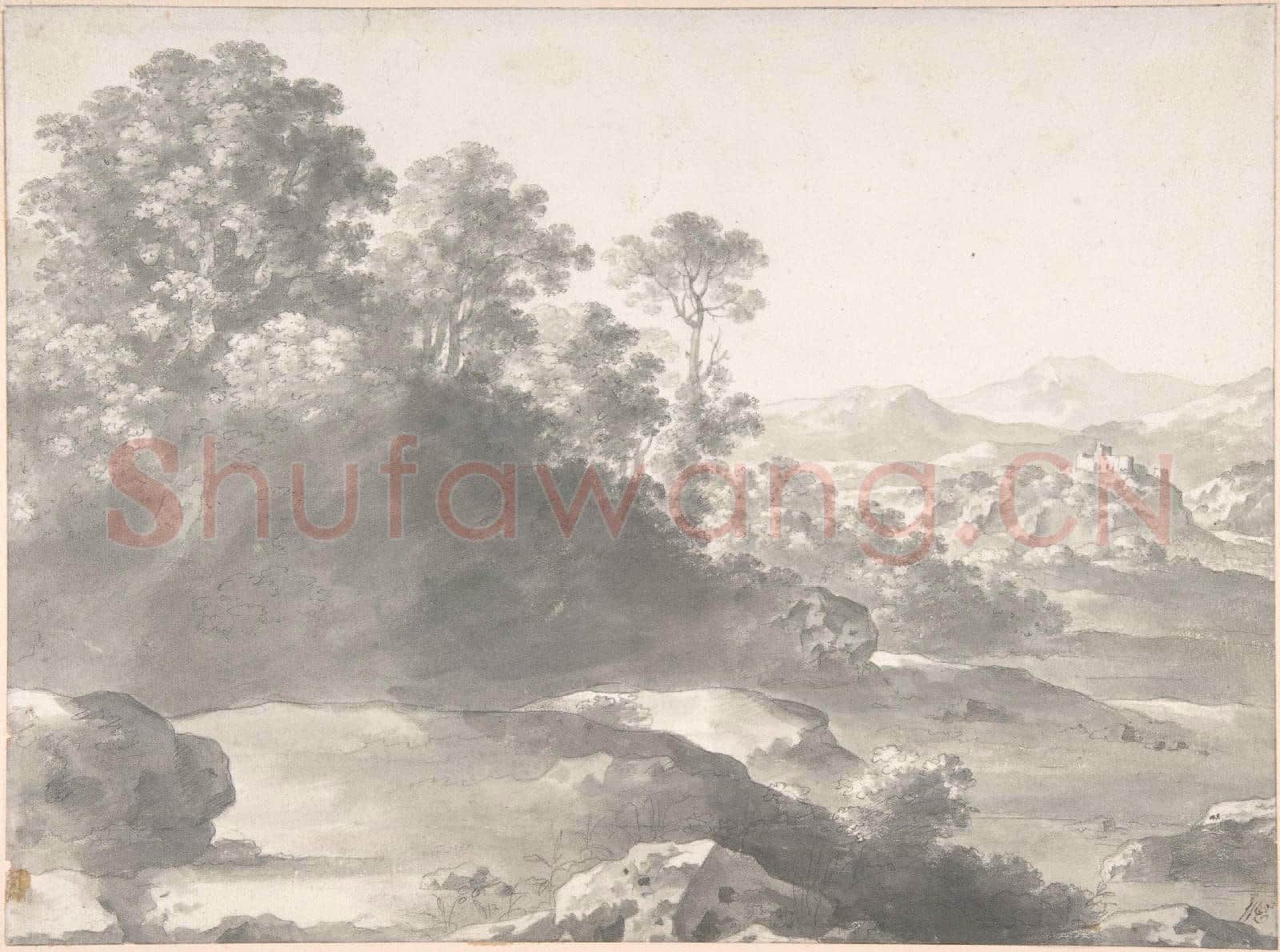 Cornelis van Poelenburch-Those Unacquainted With the Useful Part of Drawing Landscape.tif