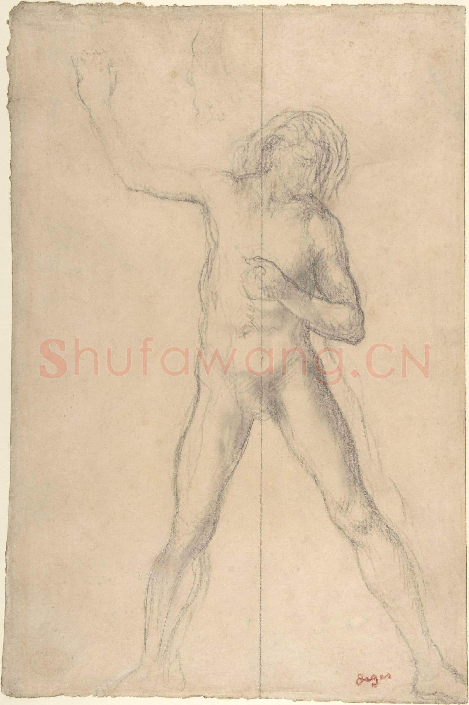 Edgar Degas-Standing Nude Youth, with right arm raised.tif