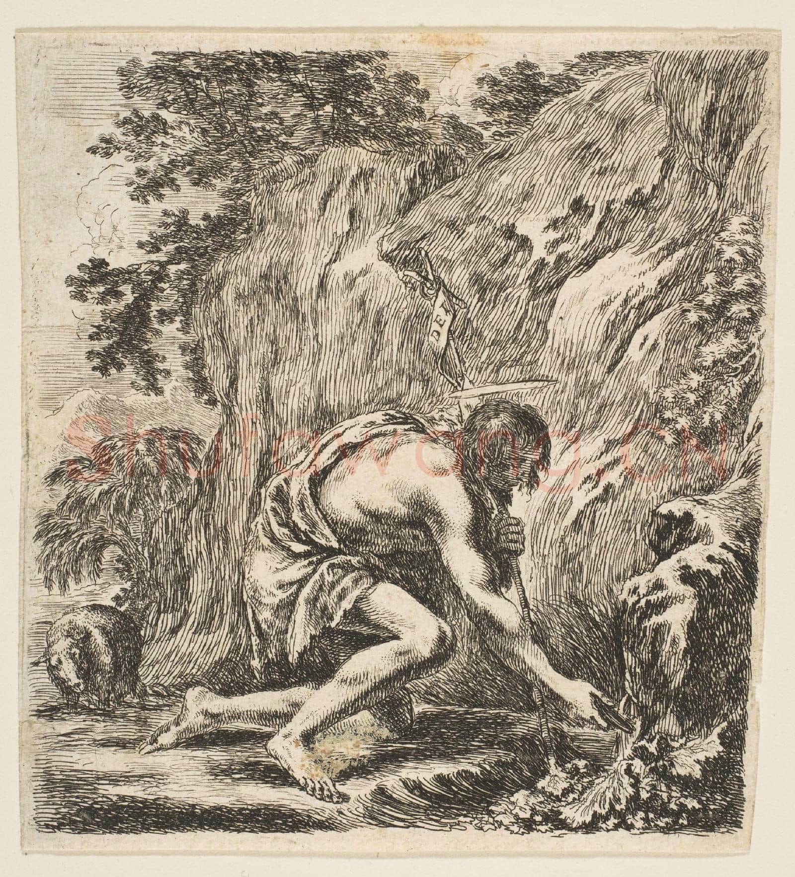 Etched by Stefano della Bella-St. John the Baptist Drawing Water from a Spring2.tif