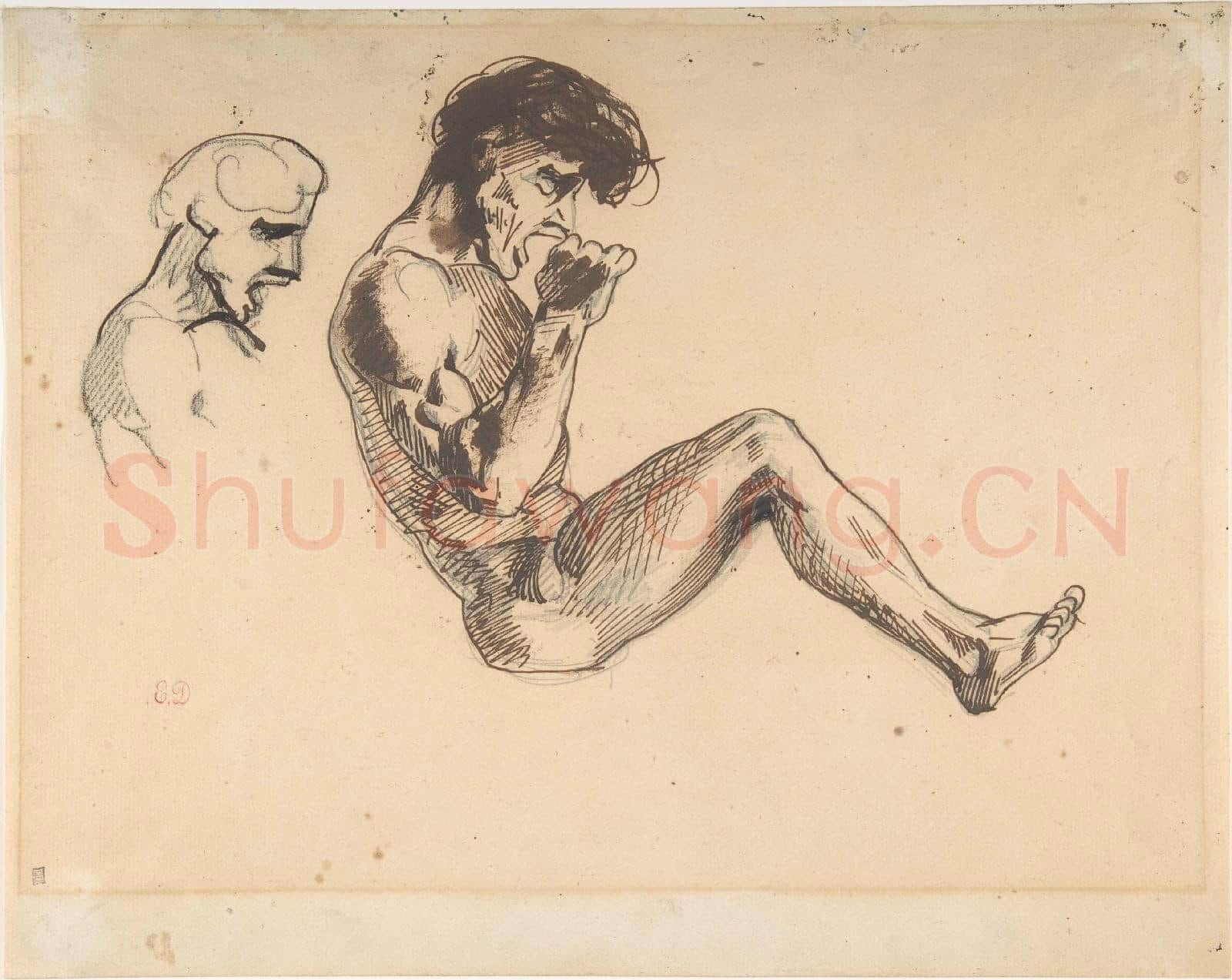 Eugène Delacroix-Studies of a Damned Man,.tif