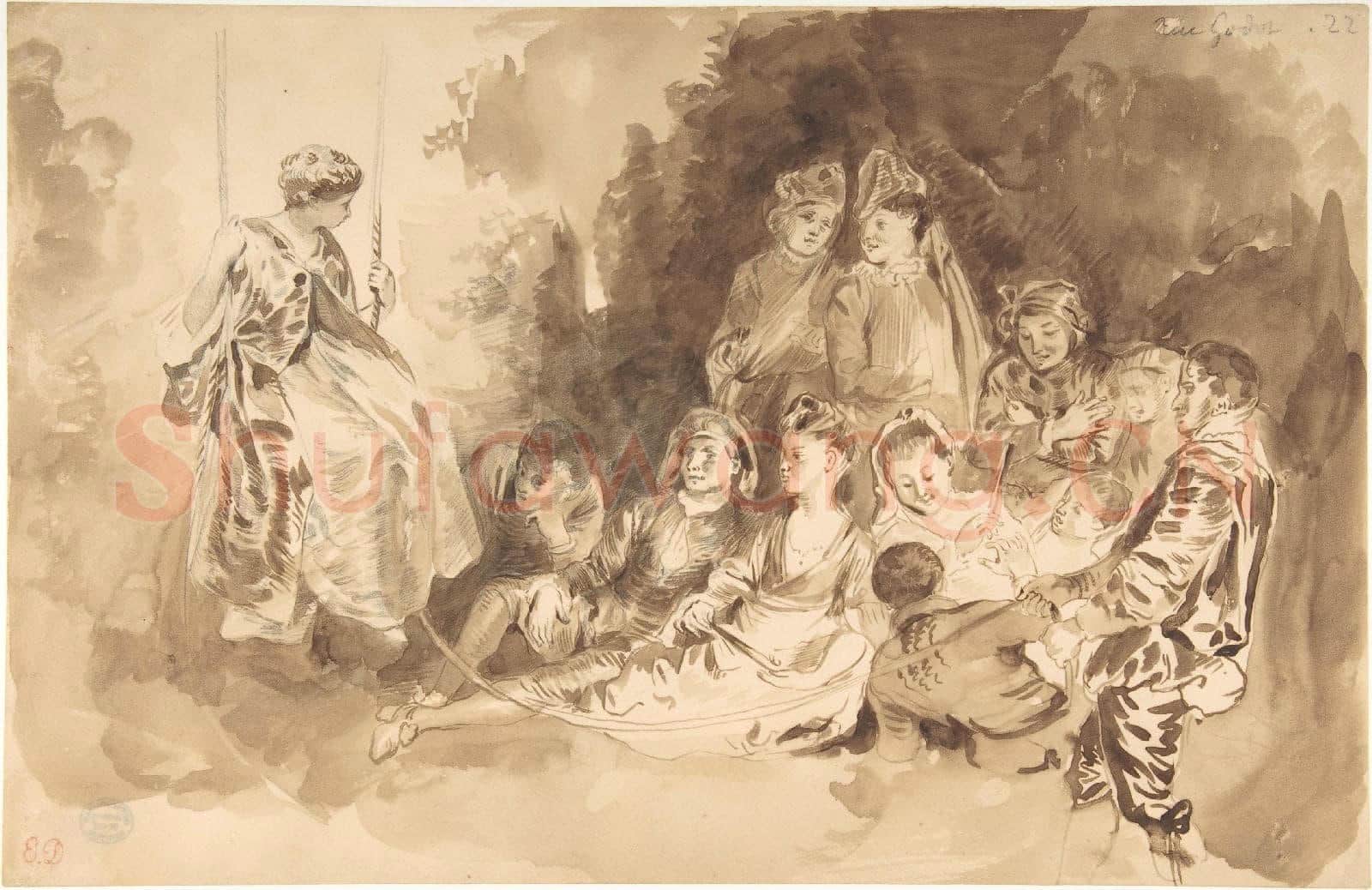 Eugène Delacroix-The Swing, after Antoine Watteau.tif