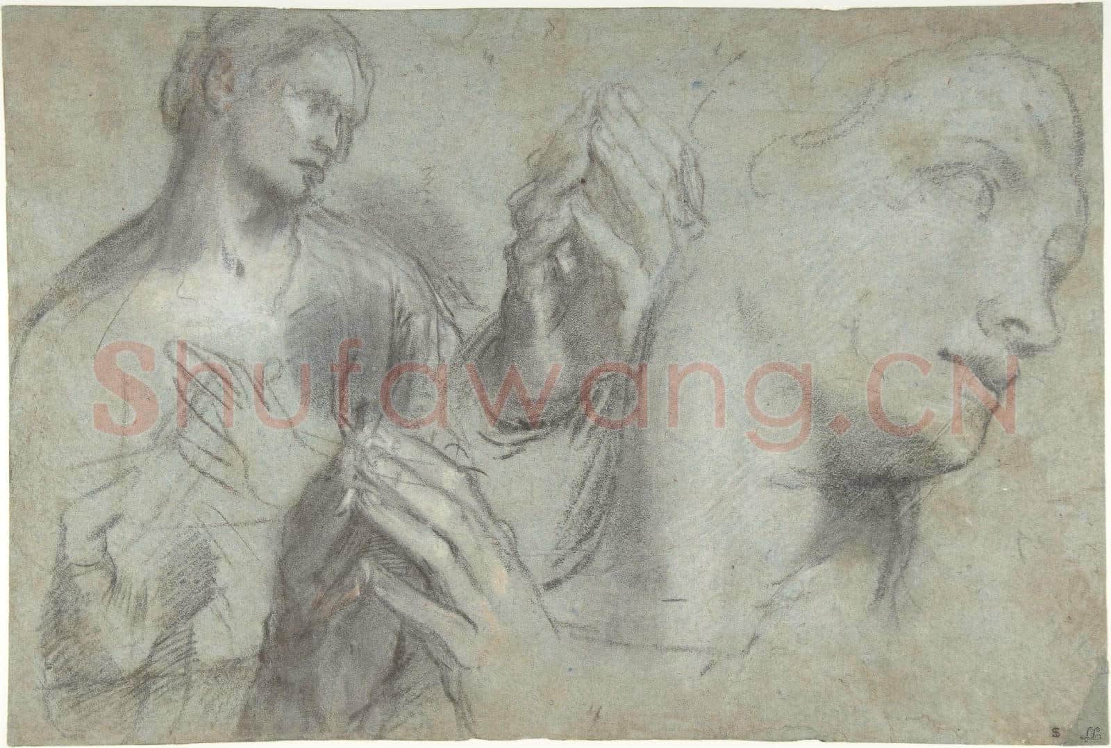 Federico Barocci-Studies of a Man's Head and of His Hands.tif