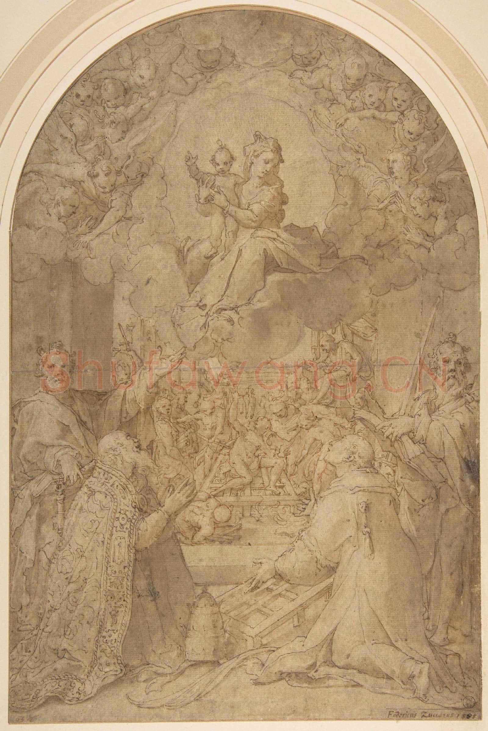 Federico Zuccaro-The Virgin and Child Appearing to Saint Peter, Saint Damasus.tif