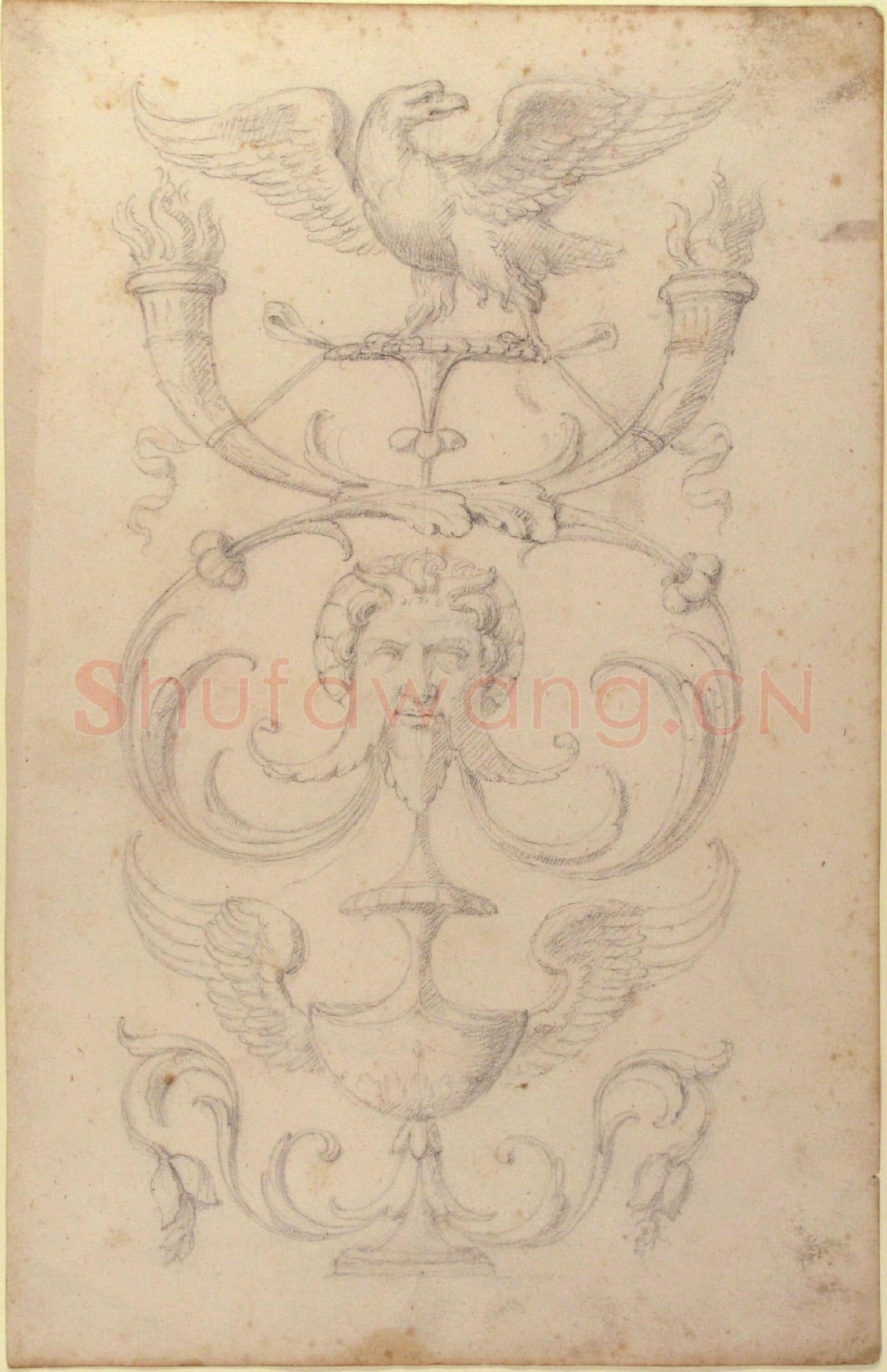 Filippo Cretoni-Drawing of a Grotesque after a 16th-century Decorative Relief4.tif